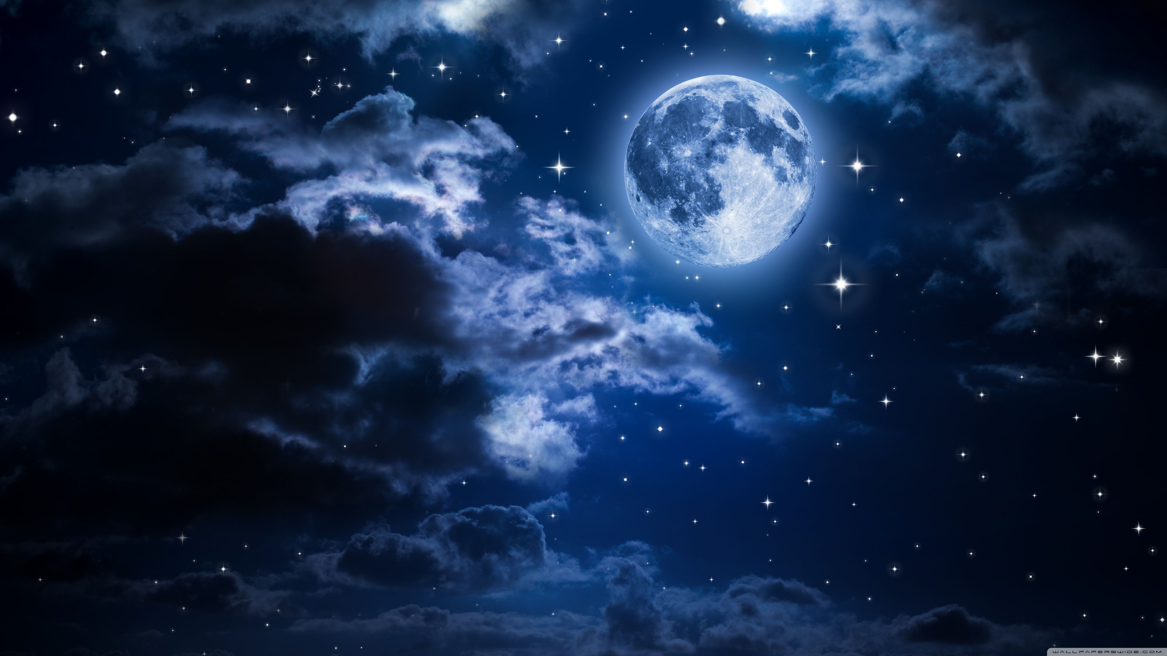 4K Moon Clouds Night City View Wallpapers