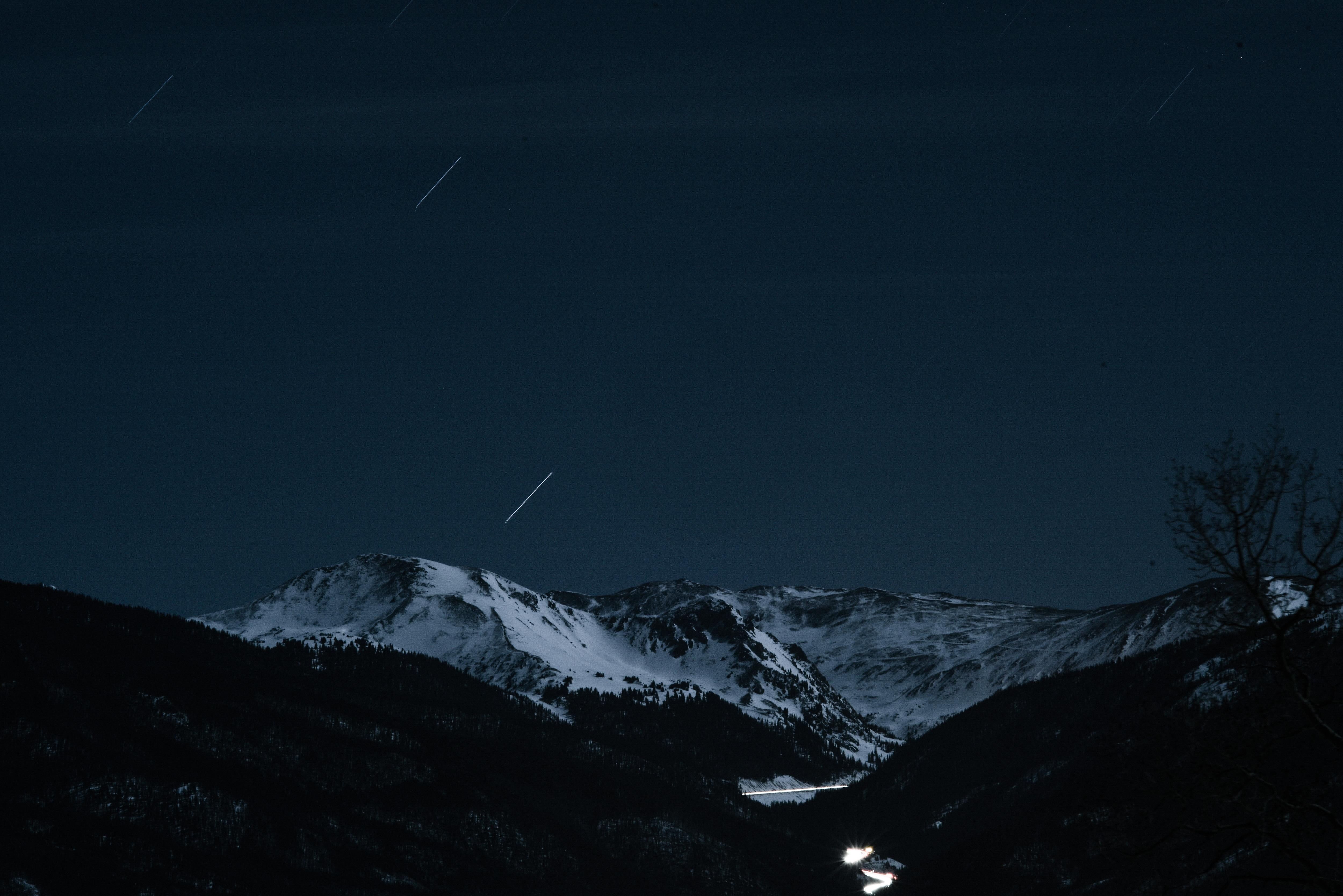 4K Starry Sky Above Snow Covered Mountains Wallpapers