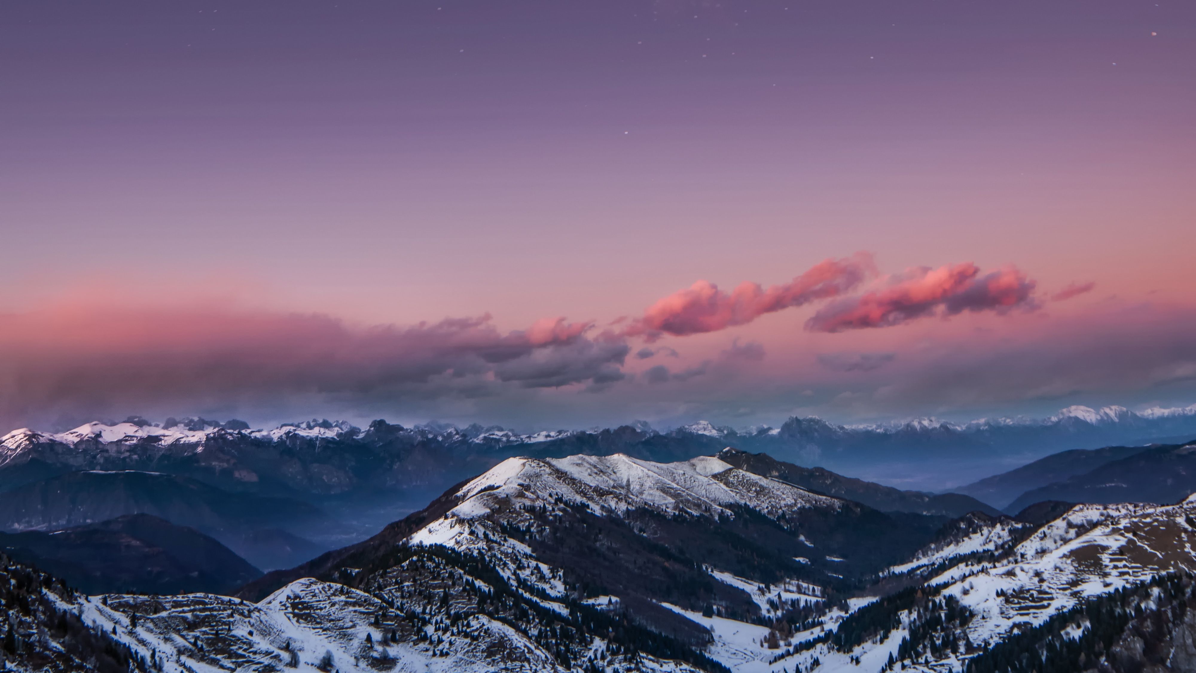 4K Starry Sky Above Snow Covered Mountains Wallpapers