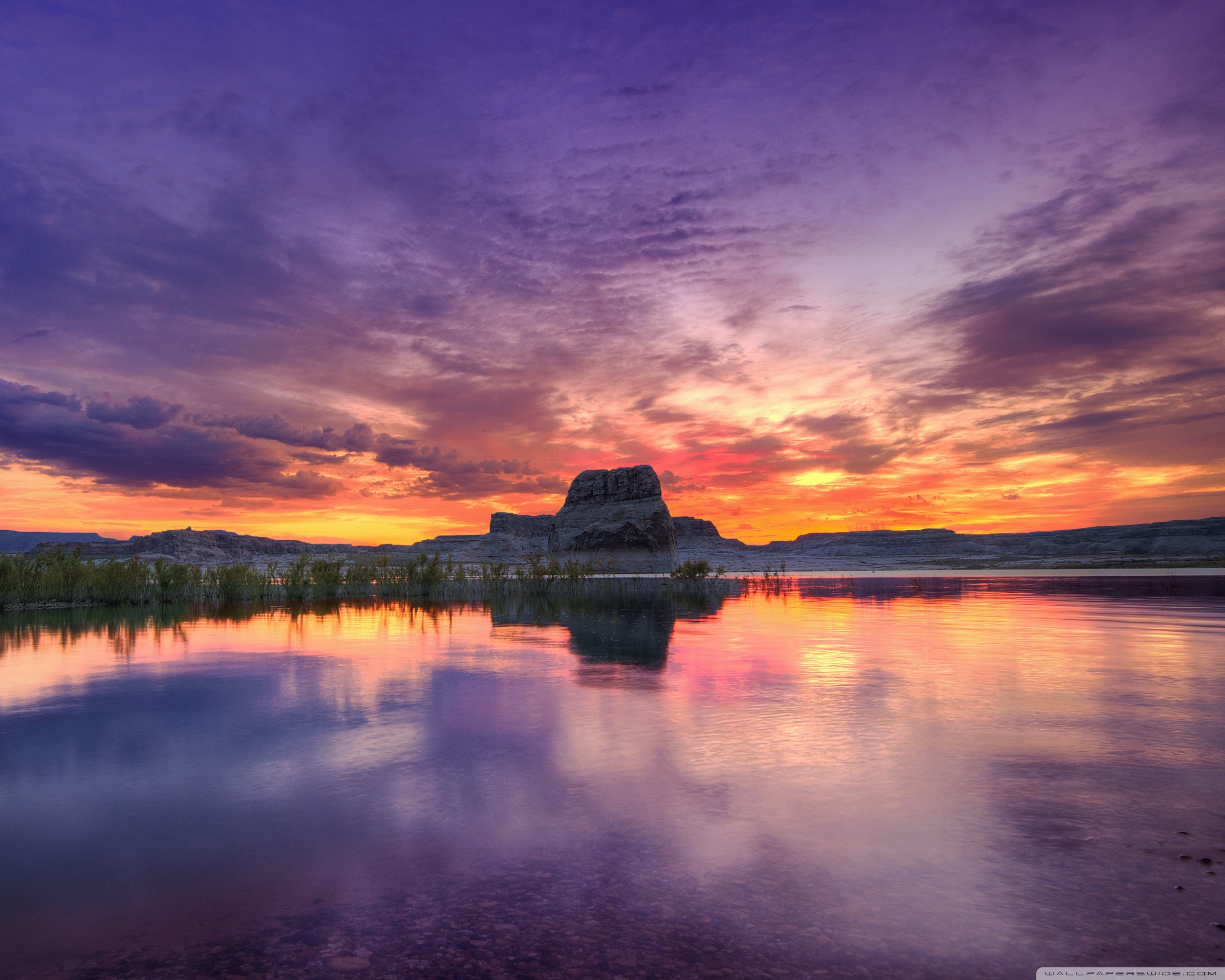 A Calm Lake At Sunset Wallpapers