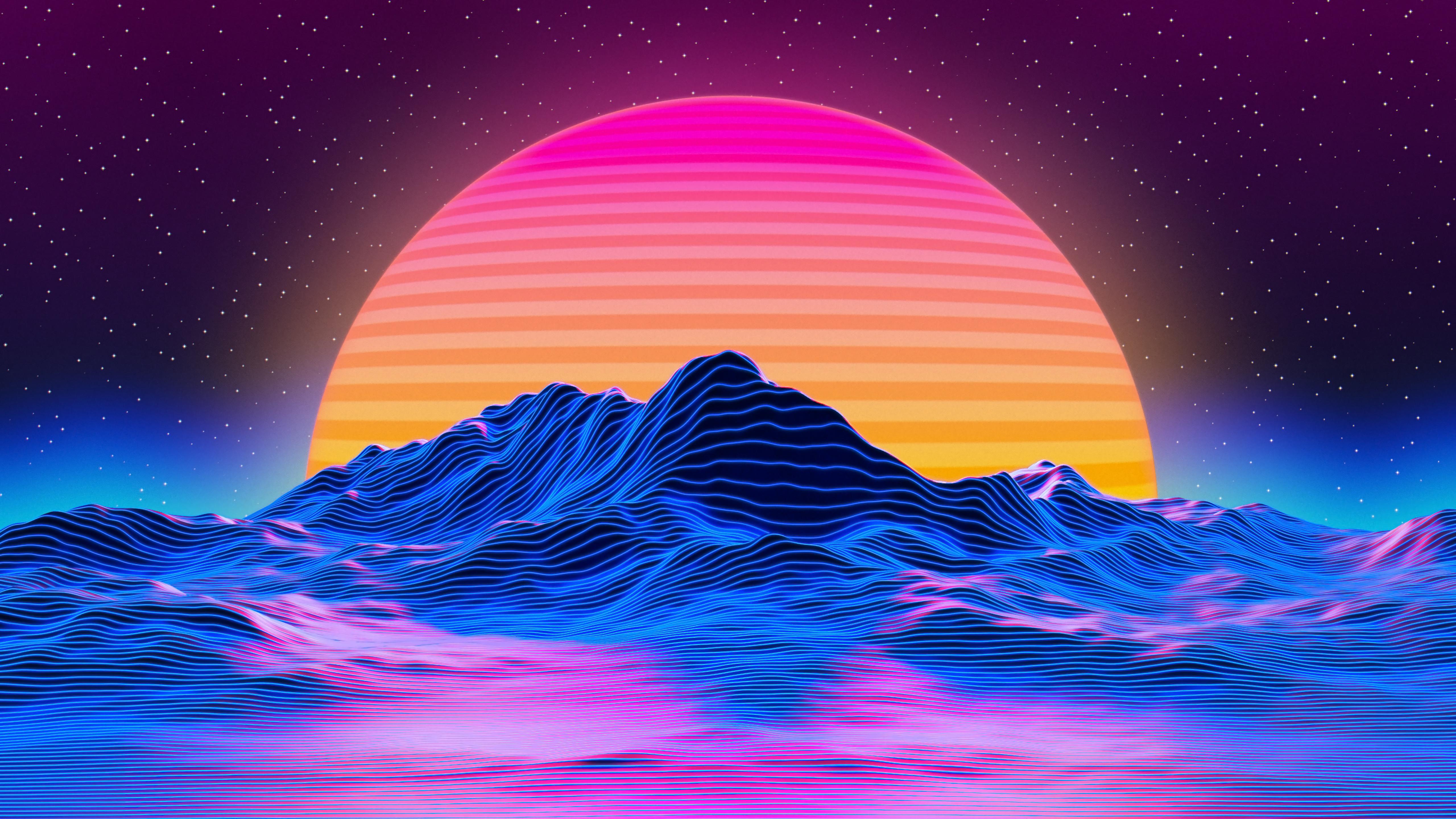 A Glitchy Retro Wave Sunrise Wallpapers