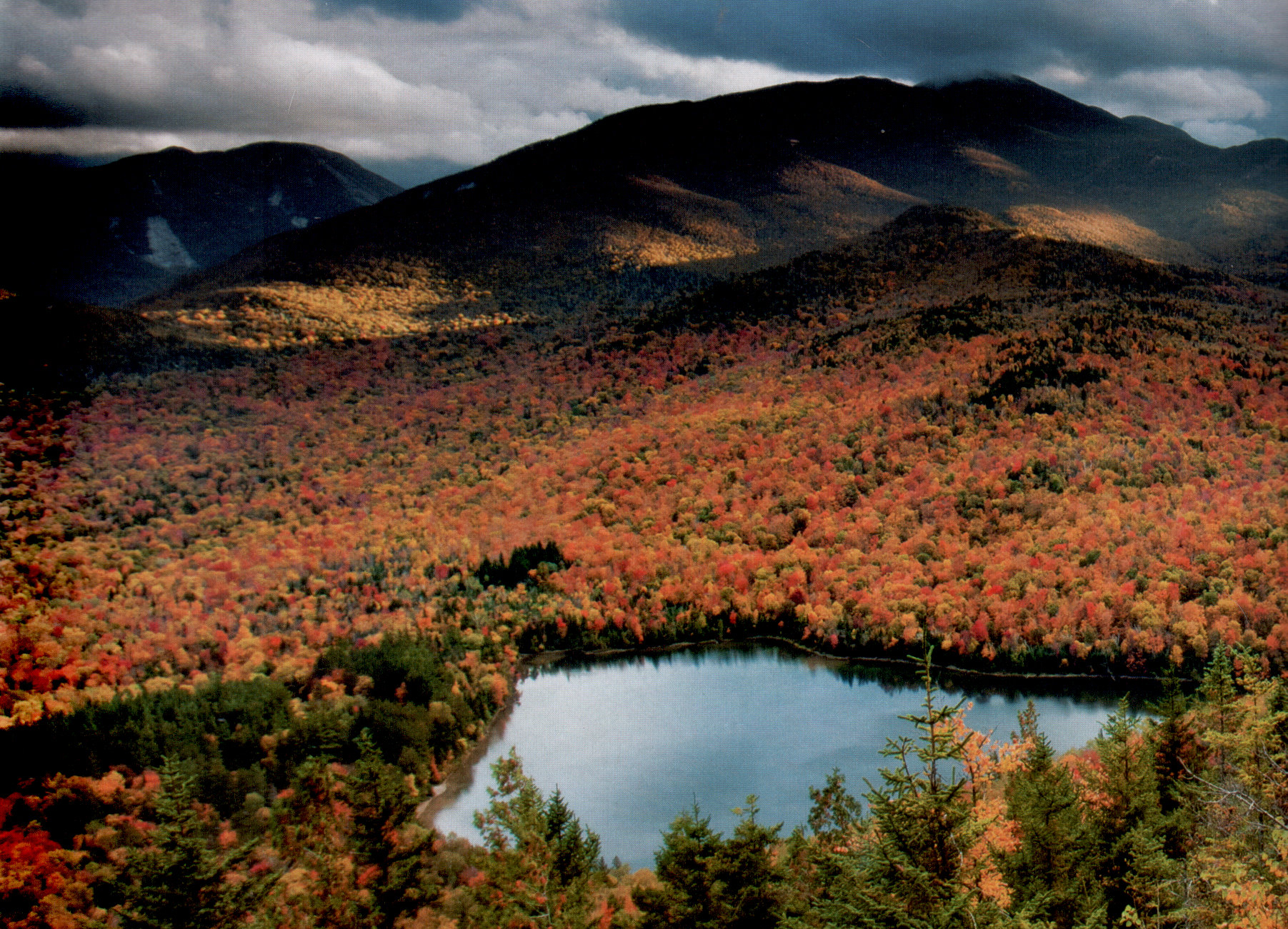 Adirondack Mountains River Clouds Trees Wallpapers