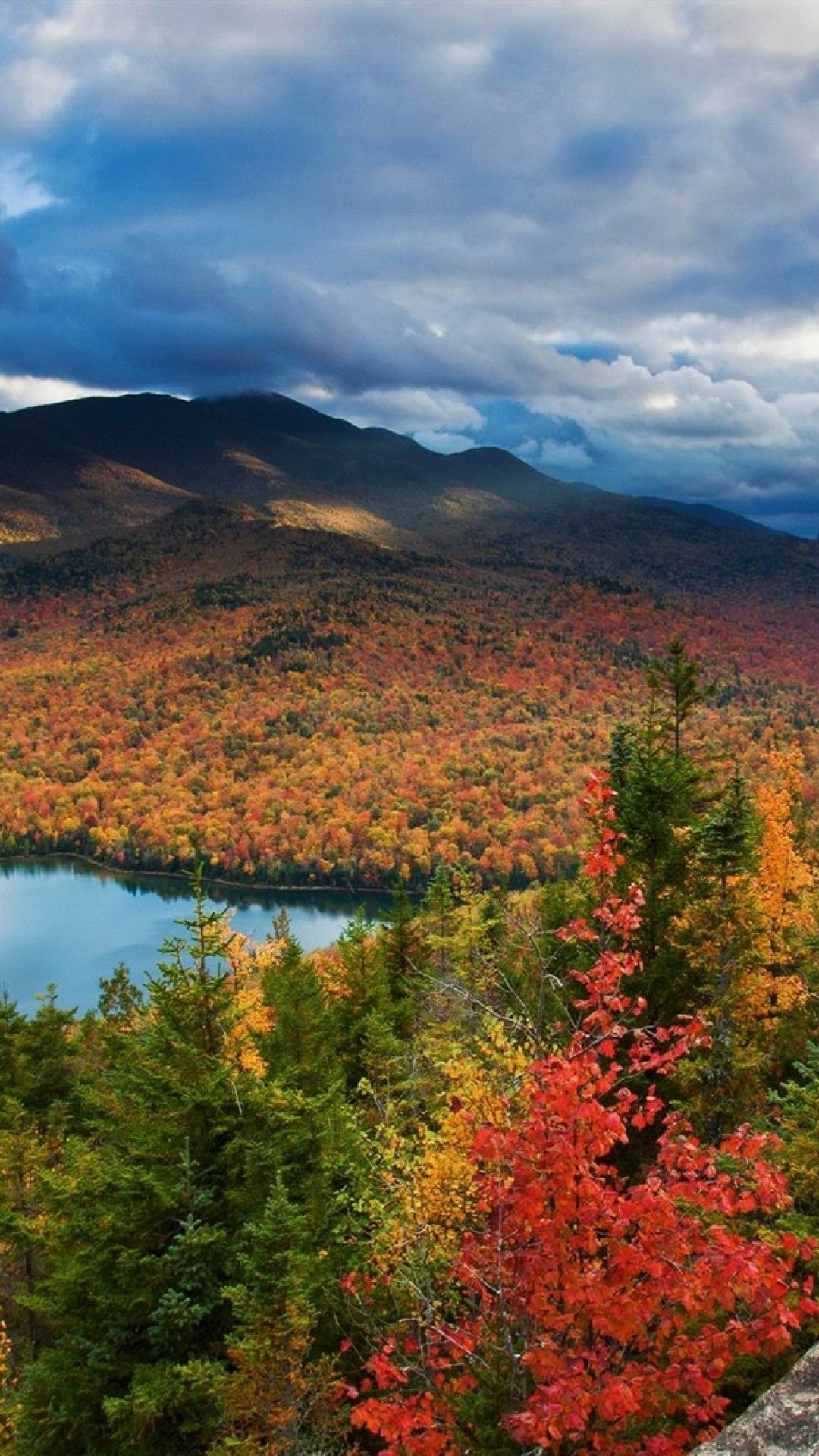 Adirondack Mountains River Clouds Trees Wallpapers