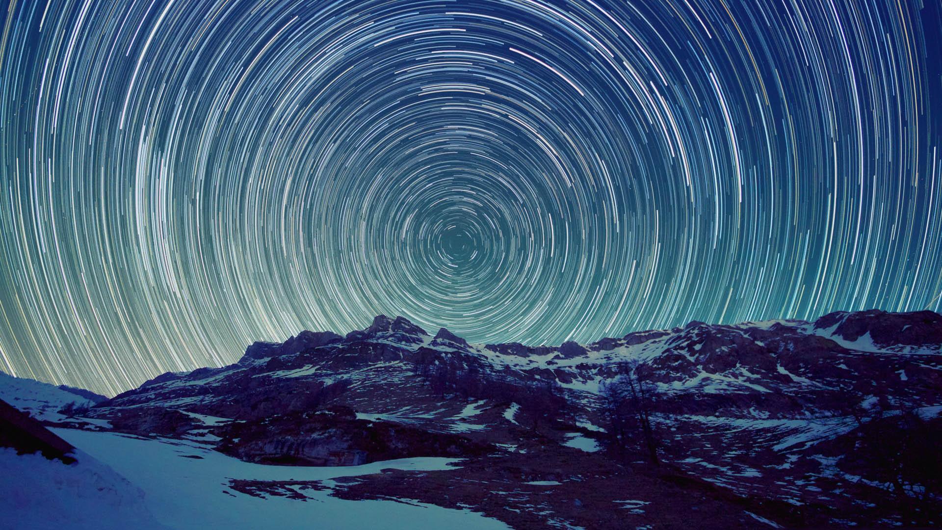 Alone Staring At Star Trail Wallpapers