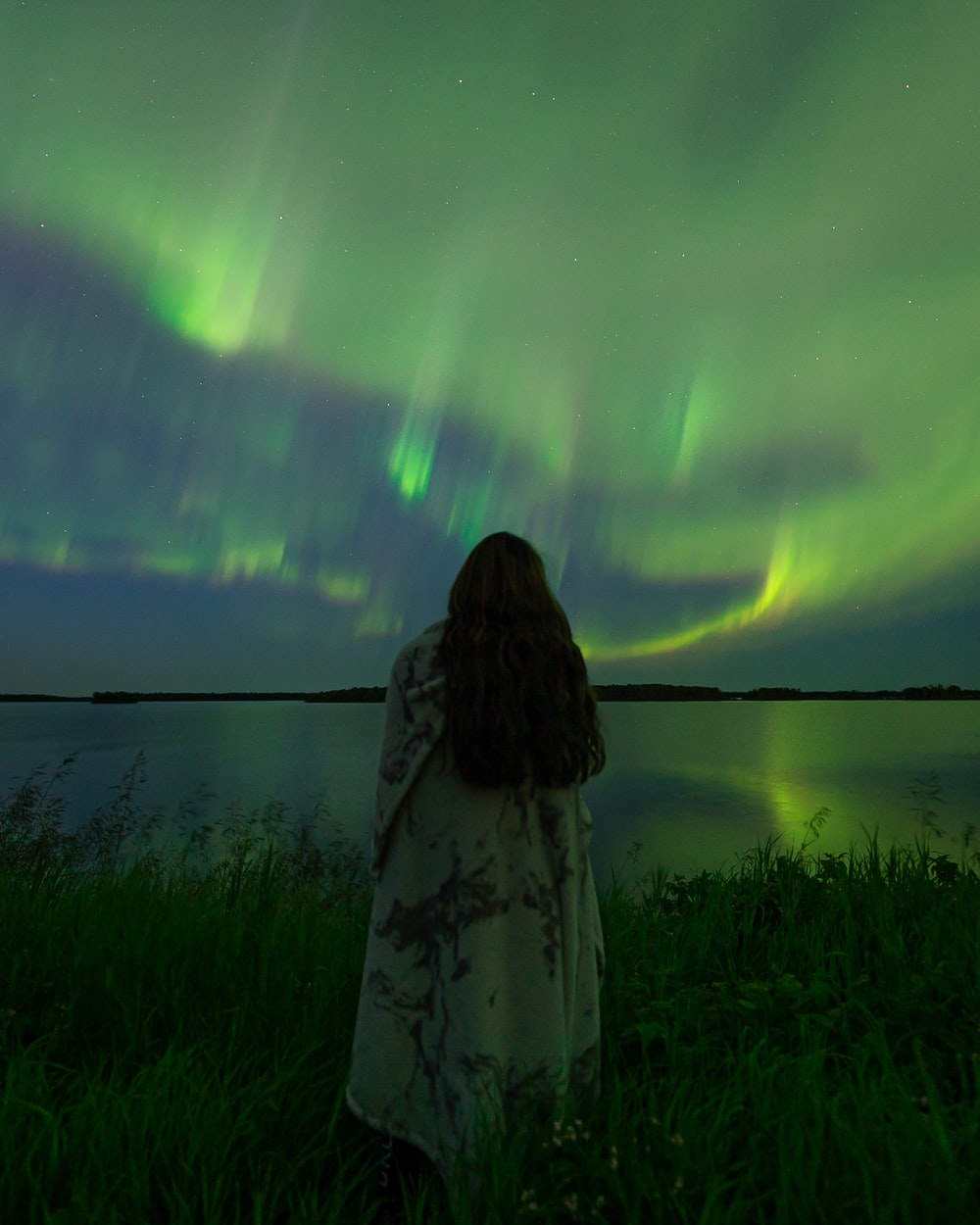 Alone Watching Aurora Borealis Wallpapers