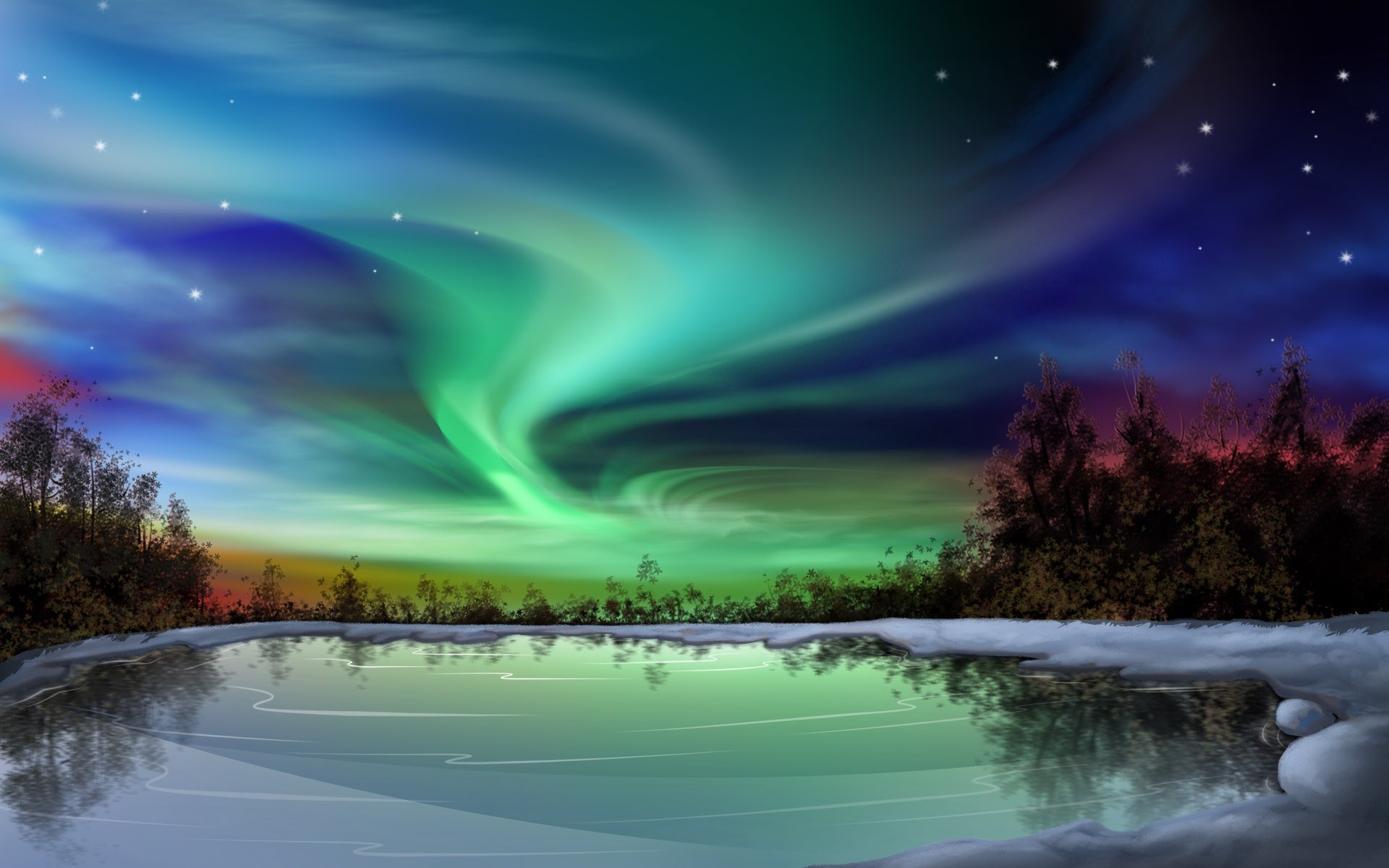 Aurora Borealis Digital Art Wallpapers