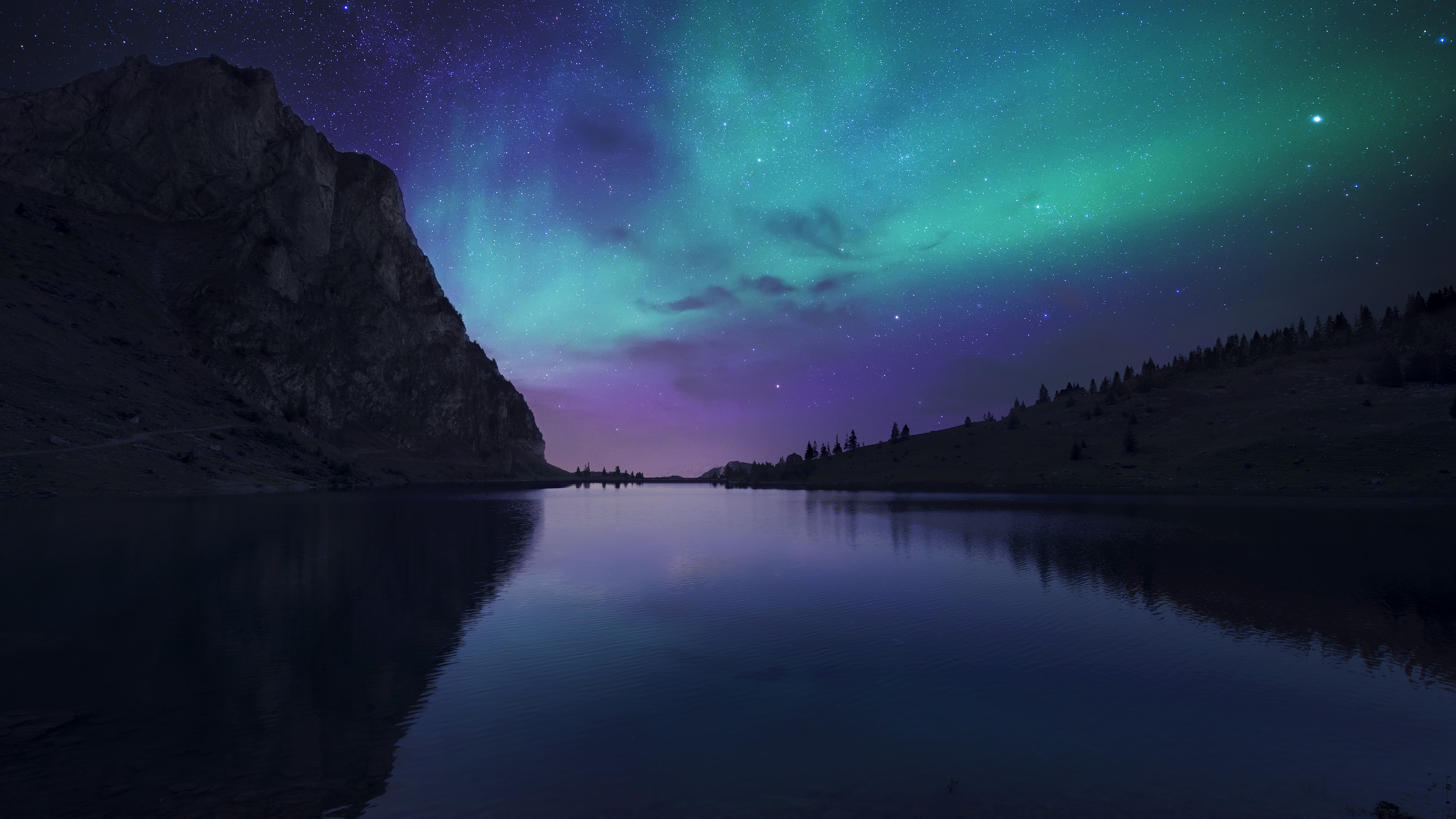 Aurora Borealis Hd Night Reflection Wallpapers