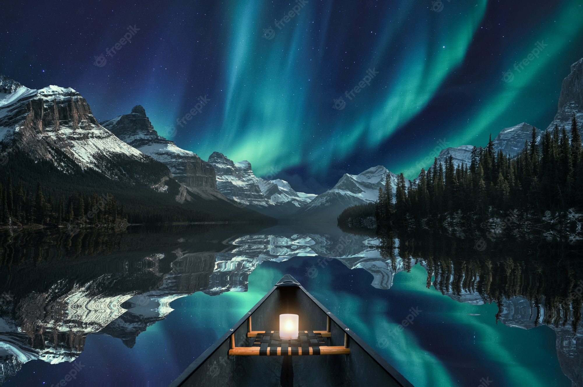 Aurora Borealis Mountain Reflection Wallpapers