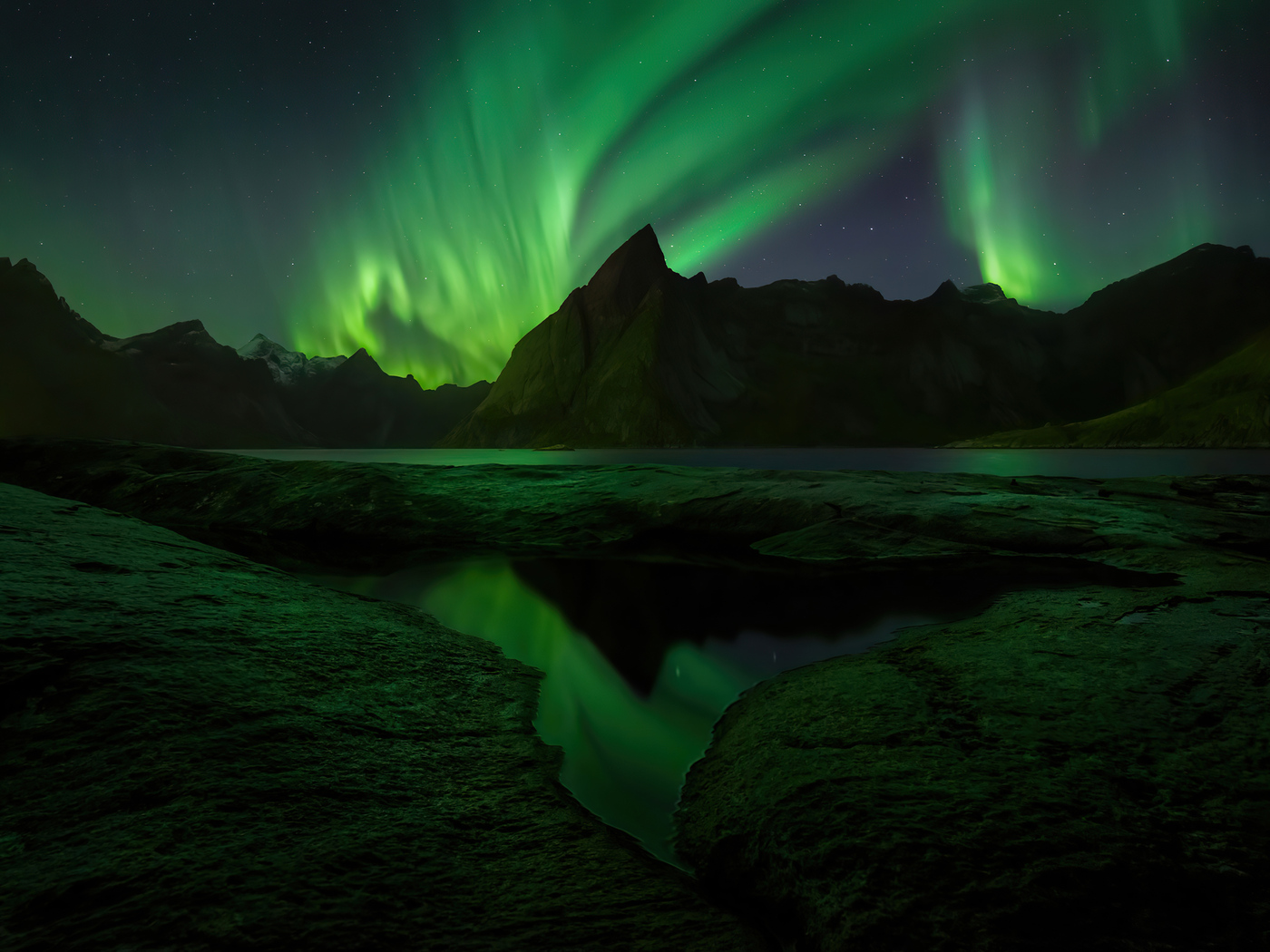 Aurora Borealis Mountain Reflection Wallpapers