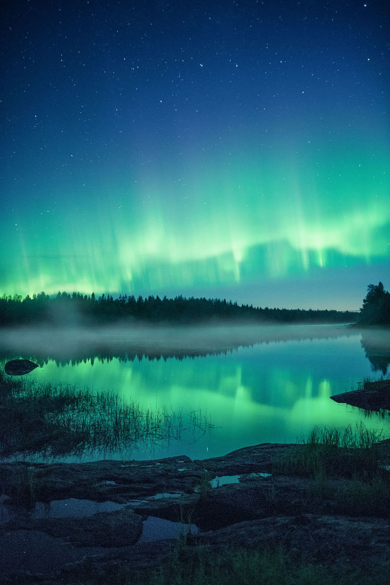 Aurora Borealis Reflection Over River Wallpapers