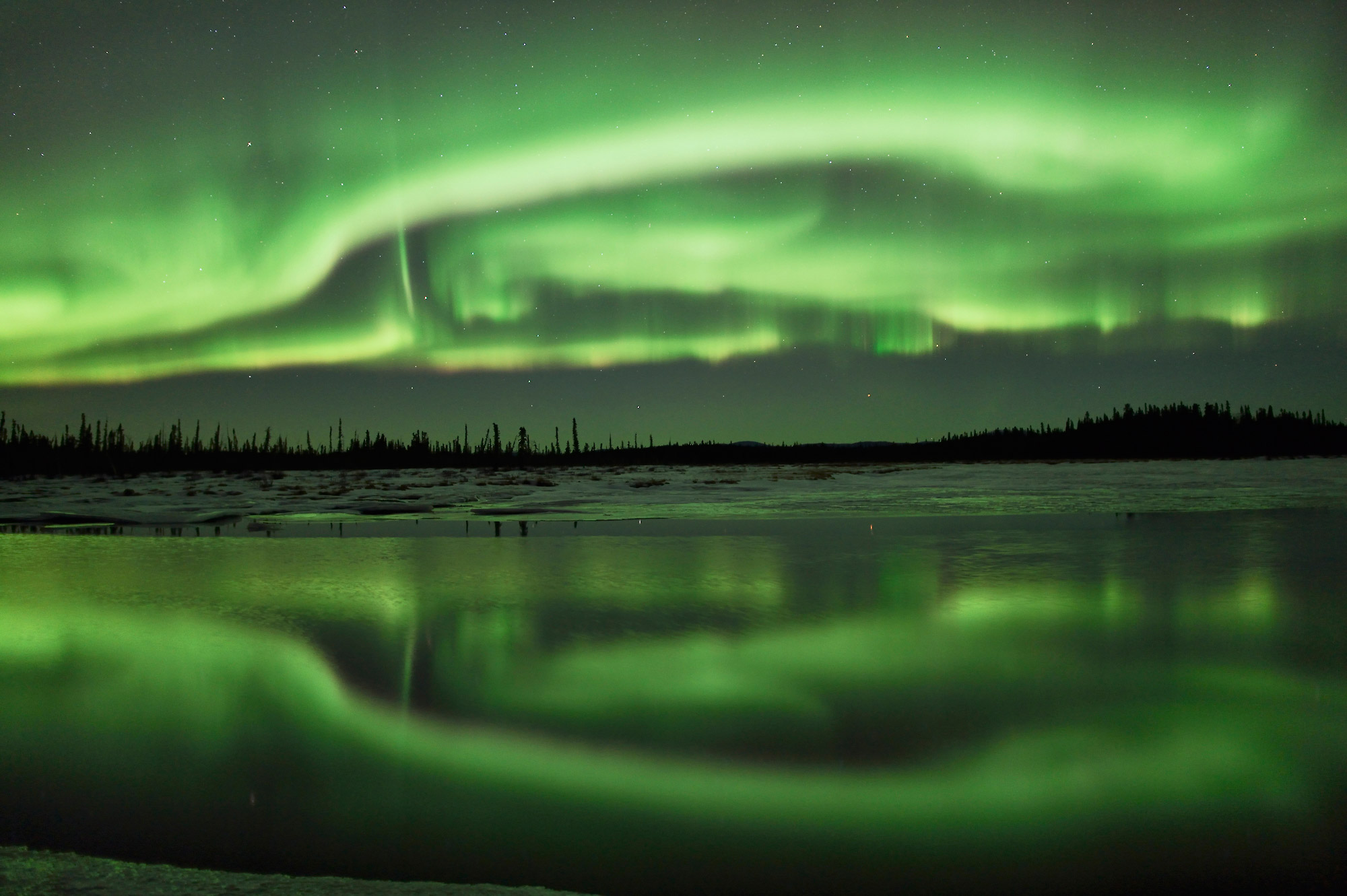 Aurora Borealis Reflection Over River Wallpapers