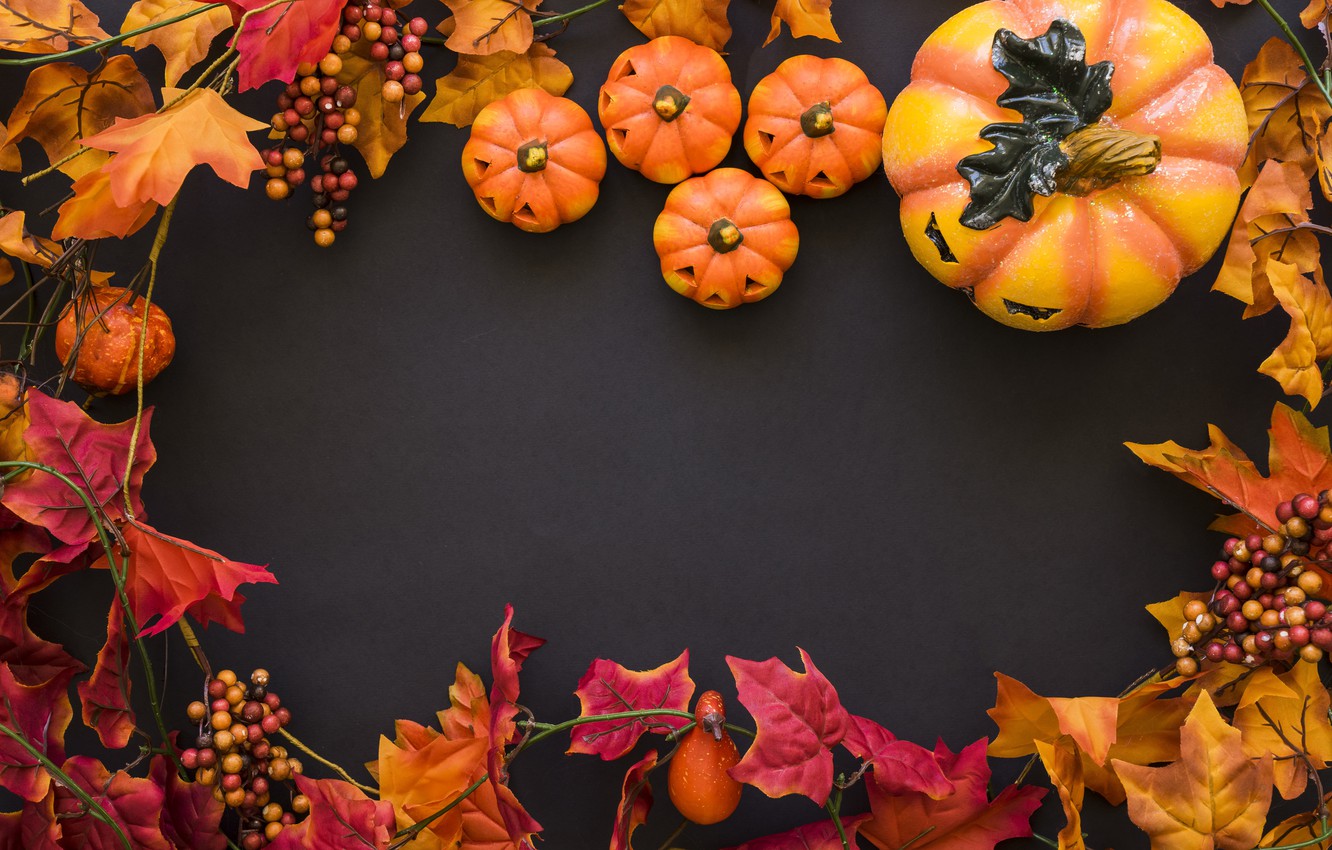 Autumn Leaves With Pumpkins Wallpapers