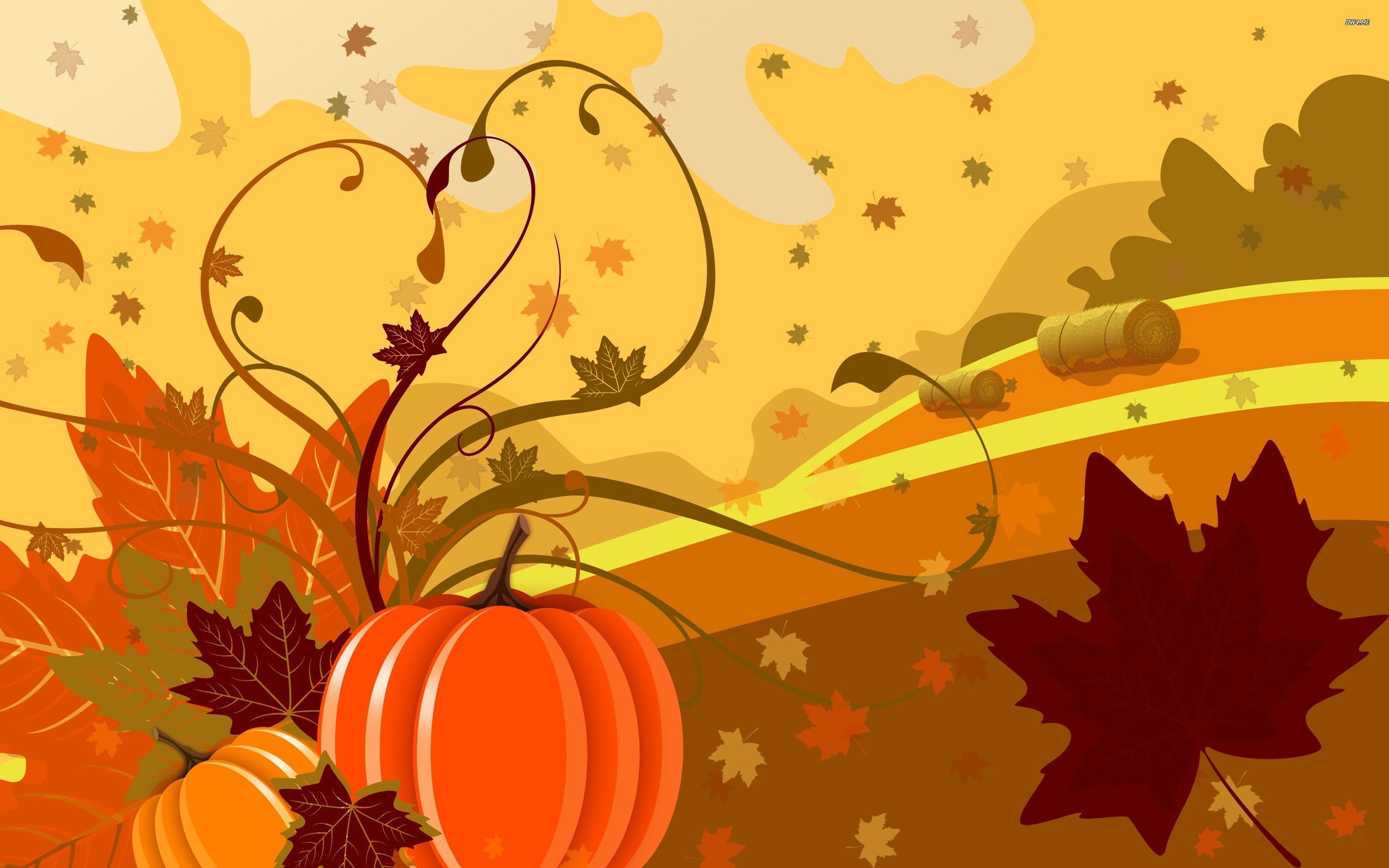 Autumn Leaves With Pumpkins Wallpapers