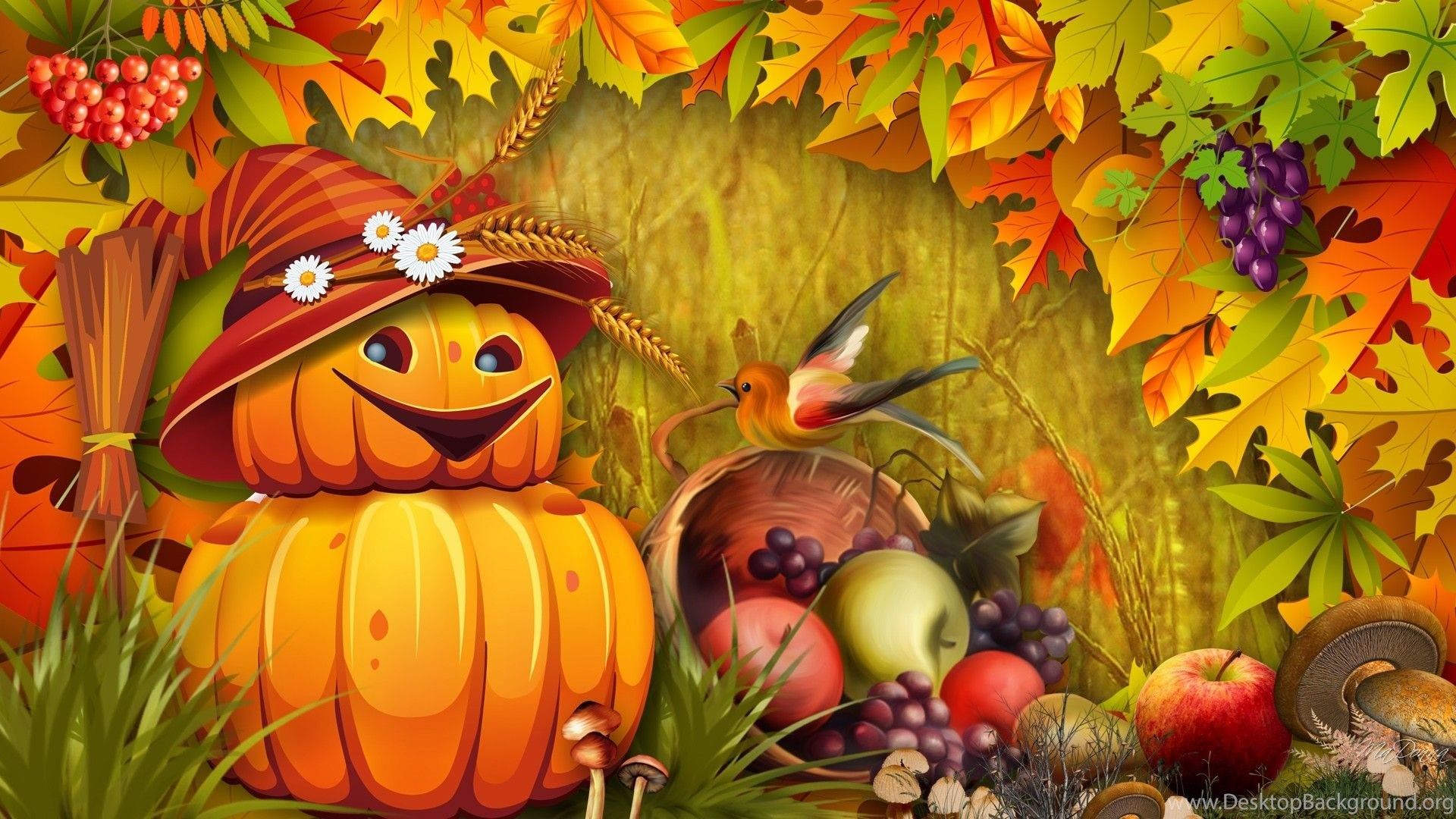 Autumn Leaves With Pumpkins Wallpapers