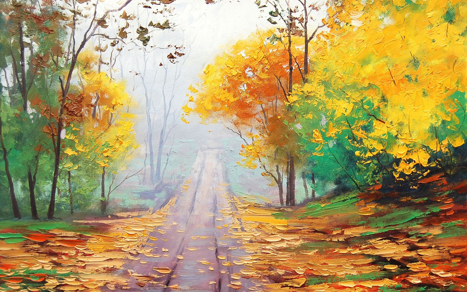 Autumn Season In Painting Wallpapers