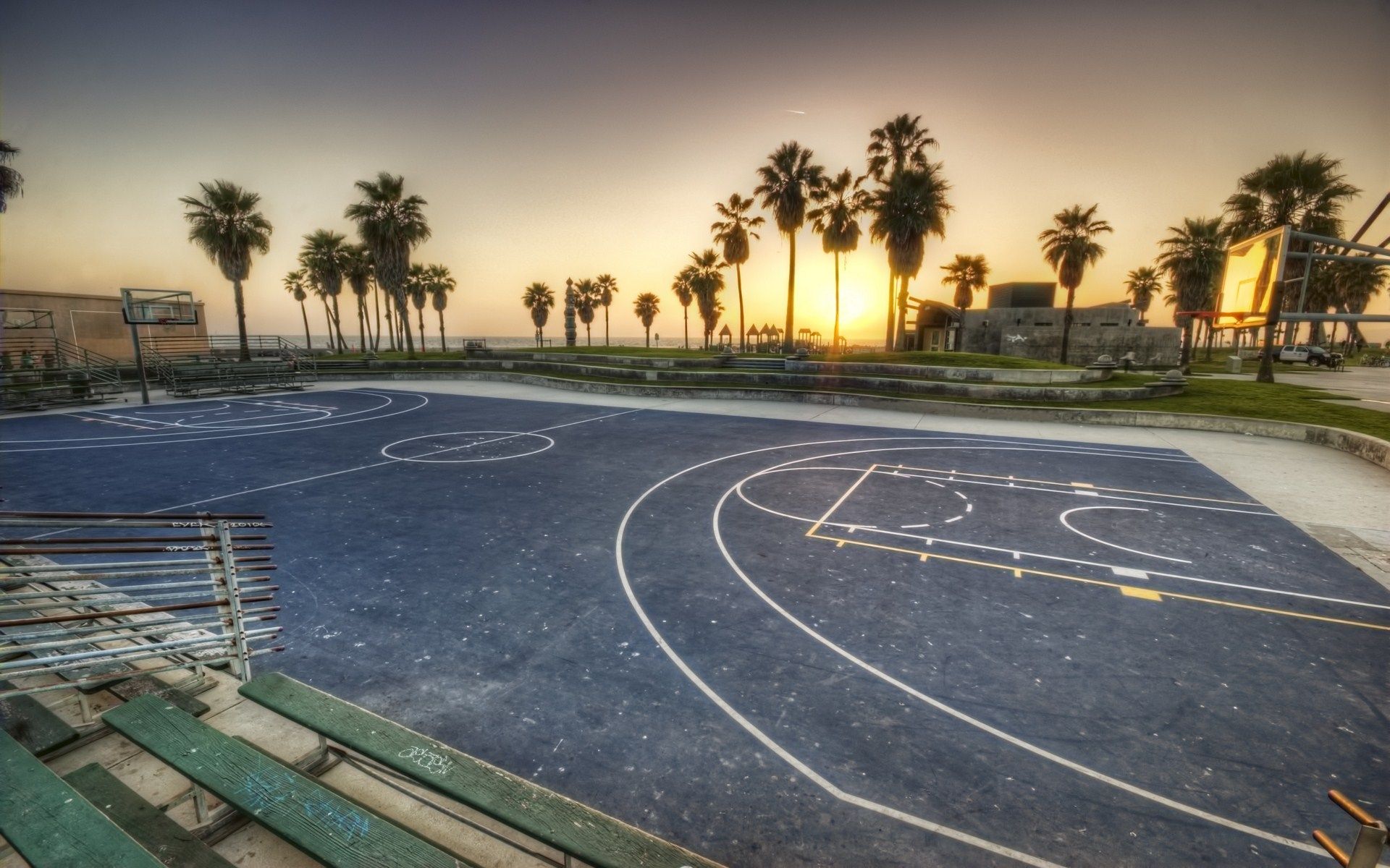 Basketball Court Sunset Wallpapers