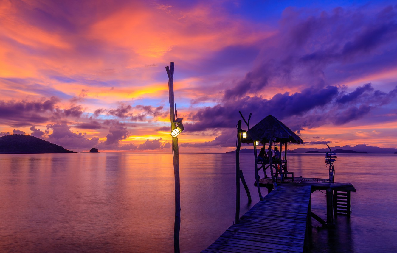 Beach Sunset Purple Wallpapers