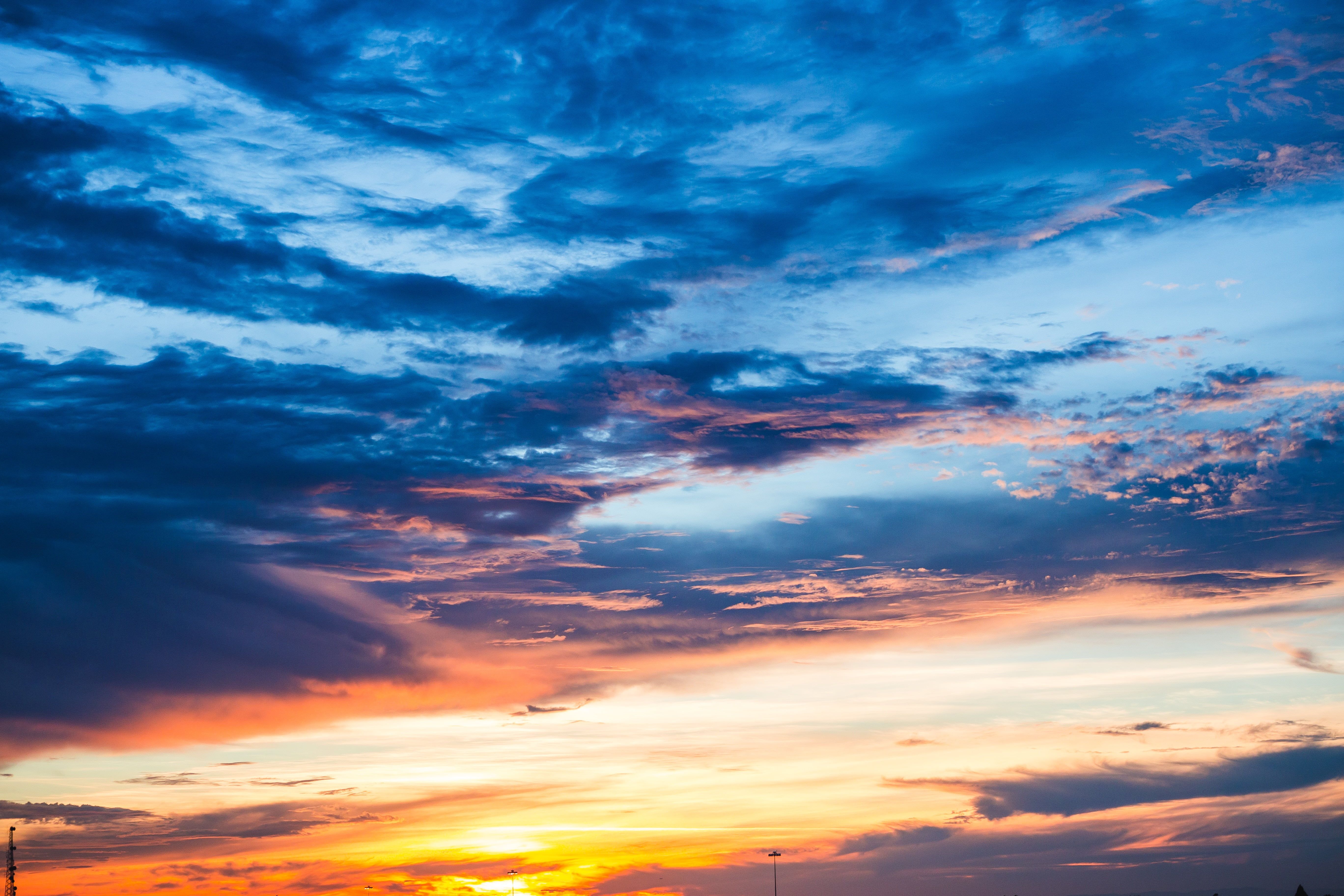 Beautiful Beach Sunset Under Blue Cloudy Sky Wallpapers