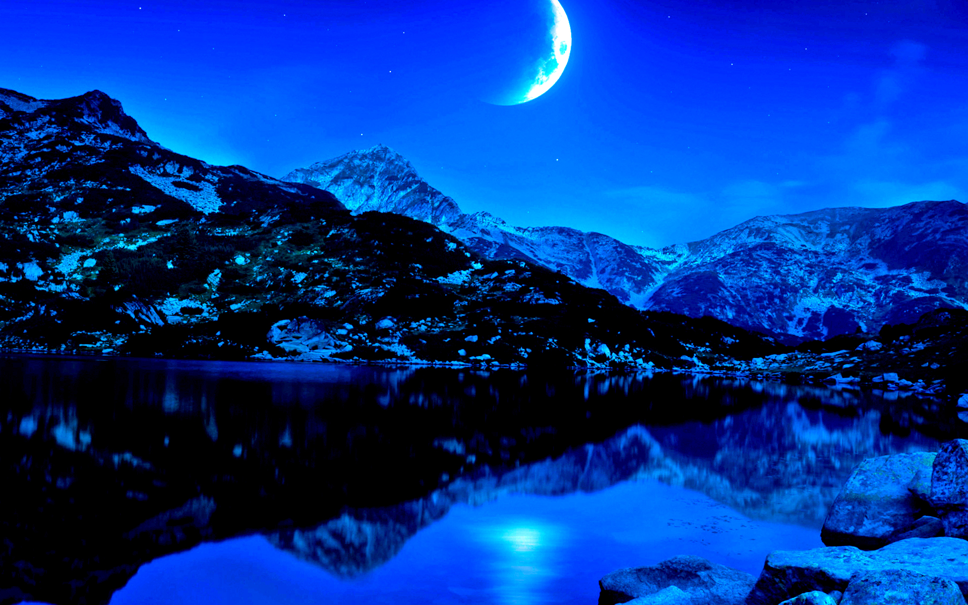 Beautiful Landscape Mountains At Night Wallpapers