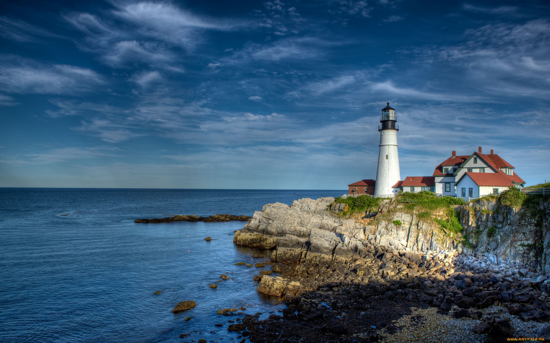 Beautiful Lighthouse With Rock Bridge Wallpapers