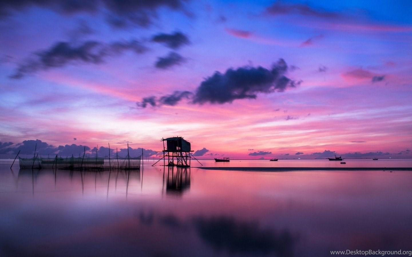 Beautiful Pink Sunset Evening Wallpapers