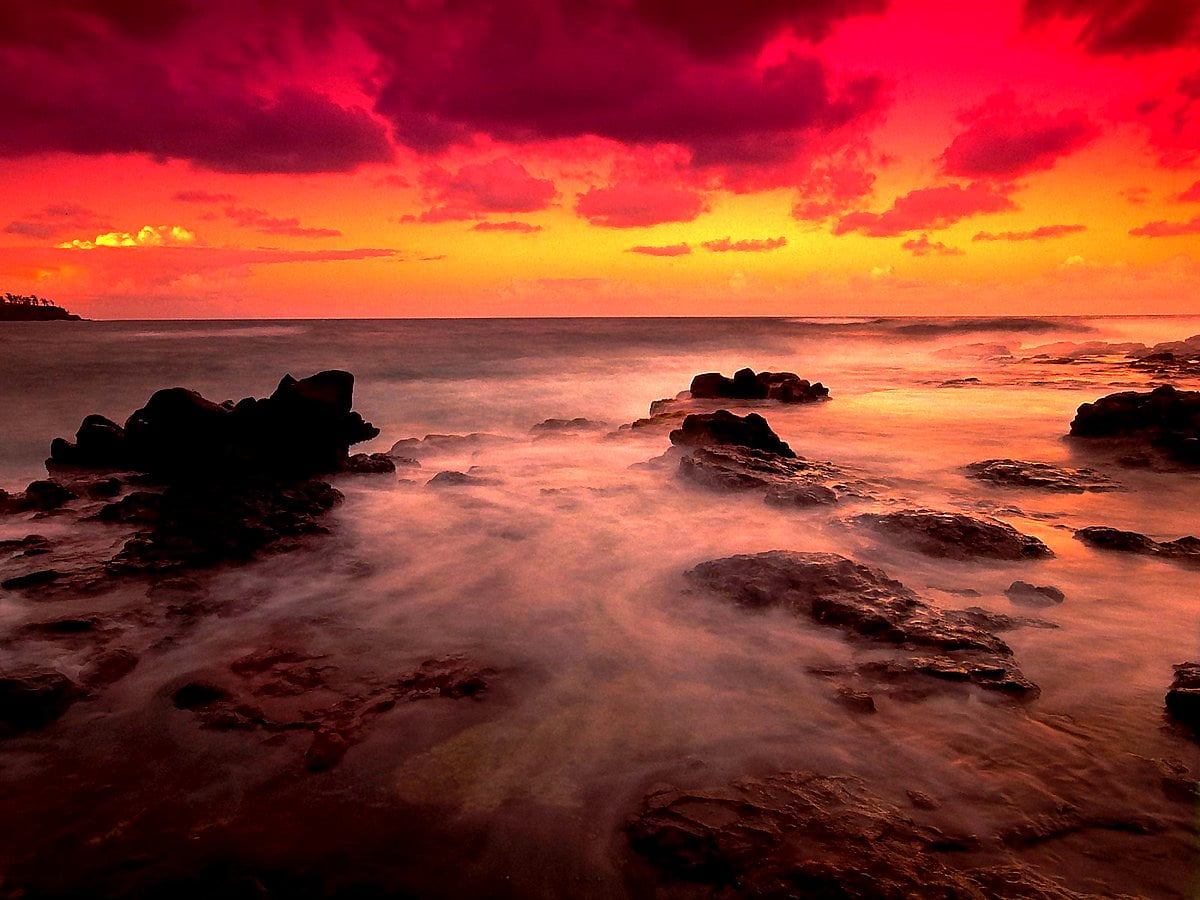 Beautiful Sunset In Horizon Ocean Wallpapers