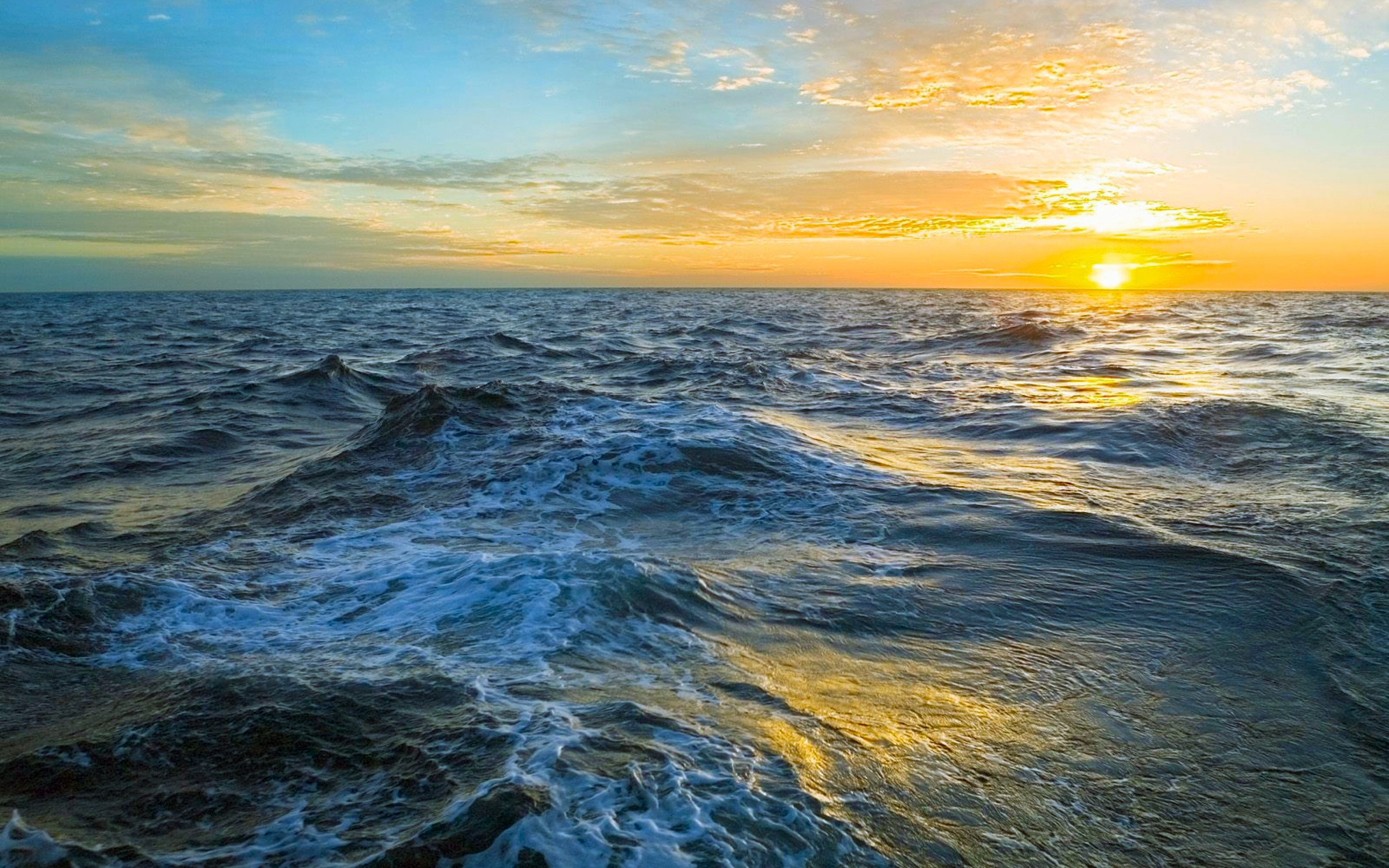 Beautiful Sunset In Horizon Ocean Wallpapers