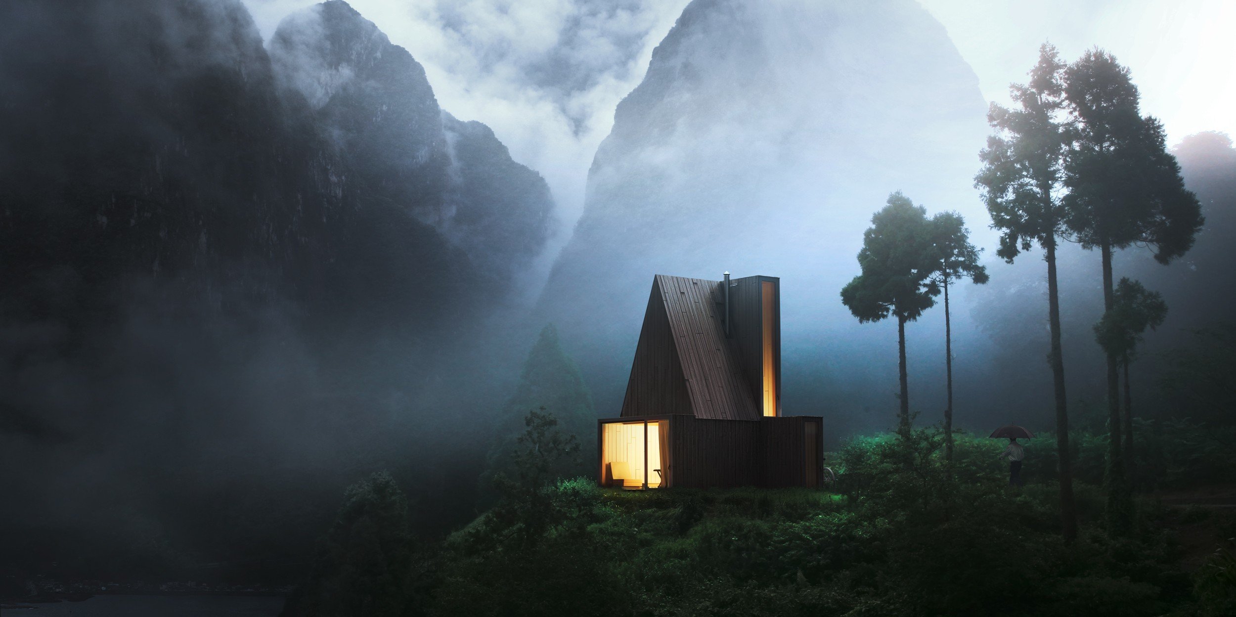 Cabin House In Mountains Wallpapers