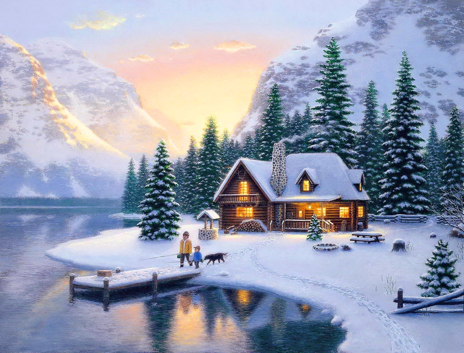 Cabin House In Mountains Wallpapers