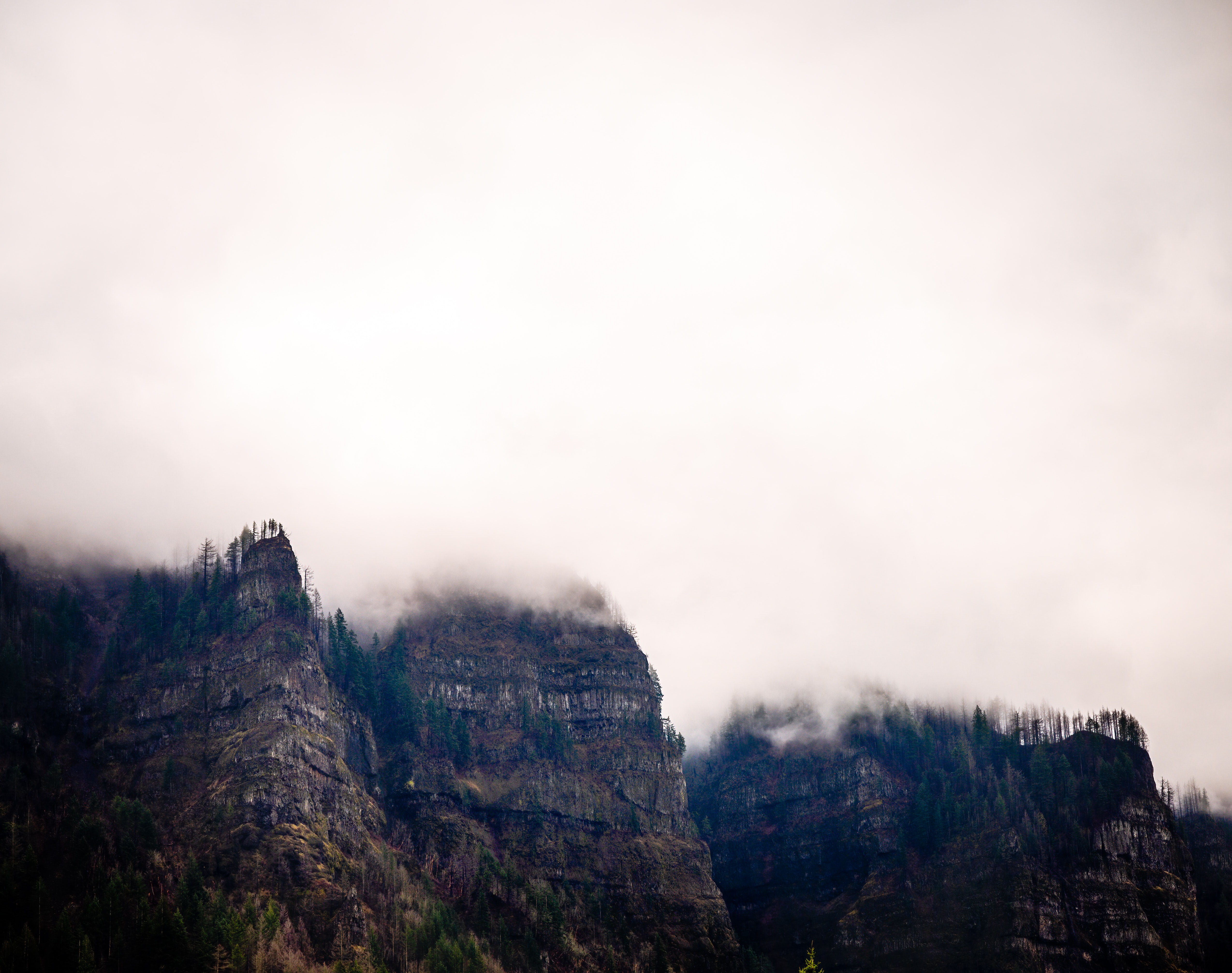 Calm Volcano Landscape In Fog Wallpapers