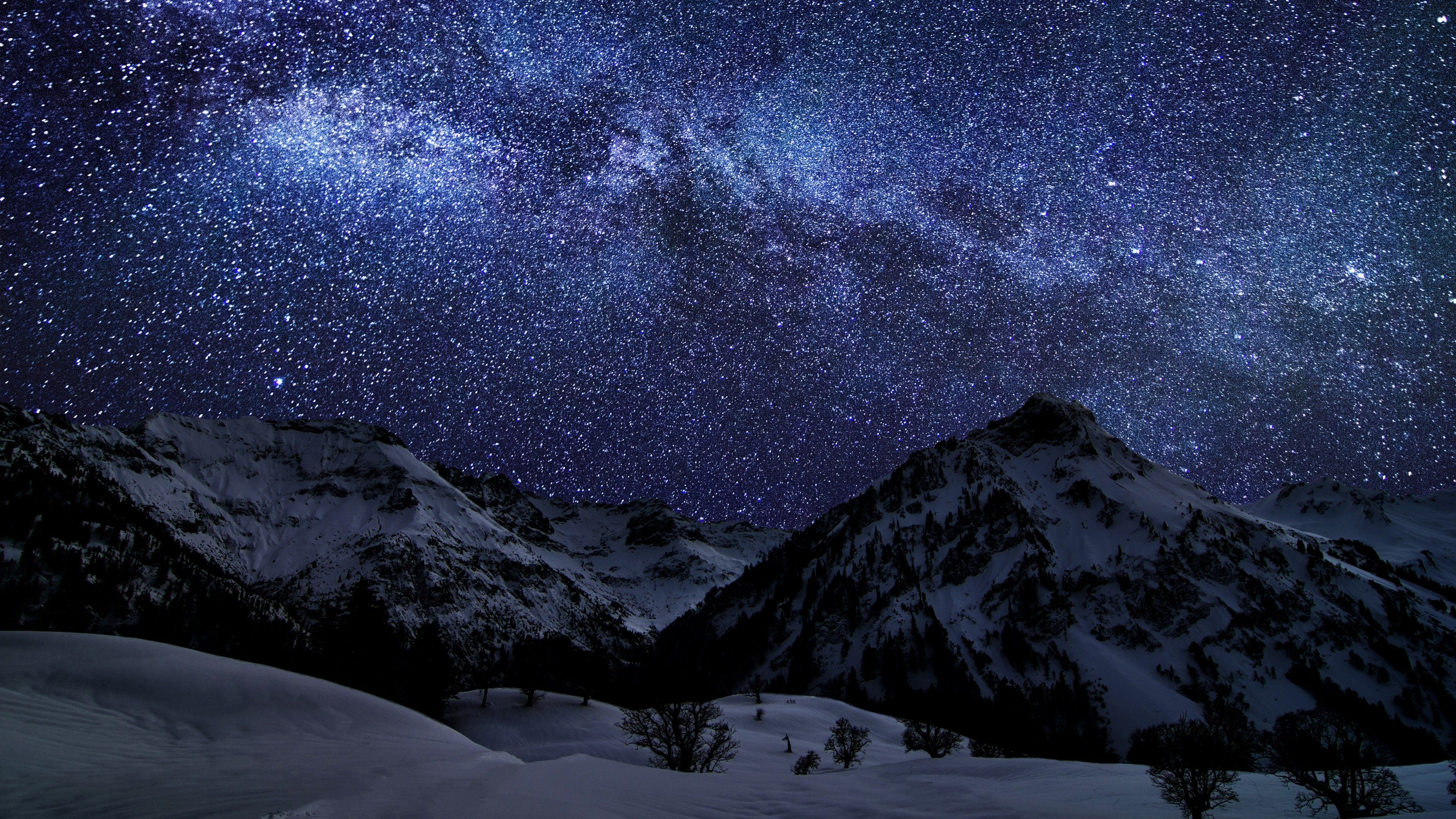 Clean Night Sky And Mountains Peak Wallpapers