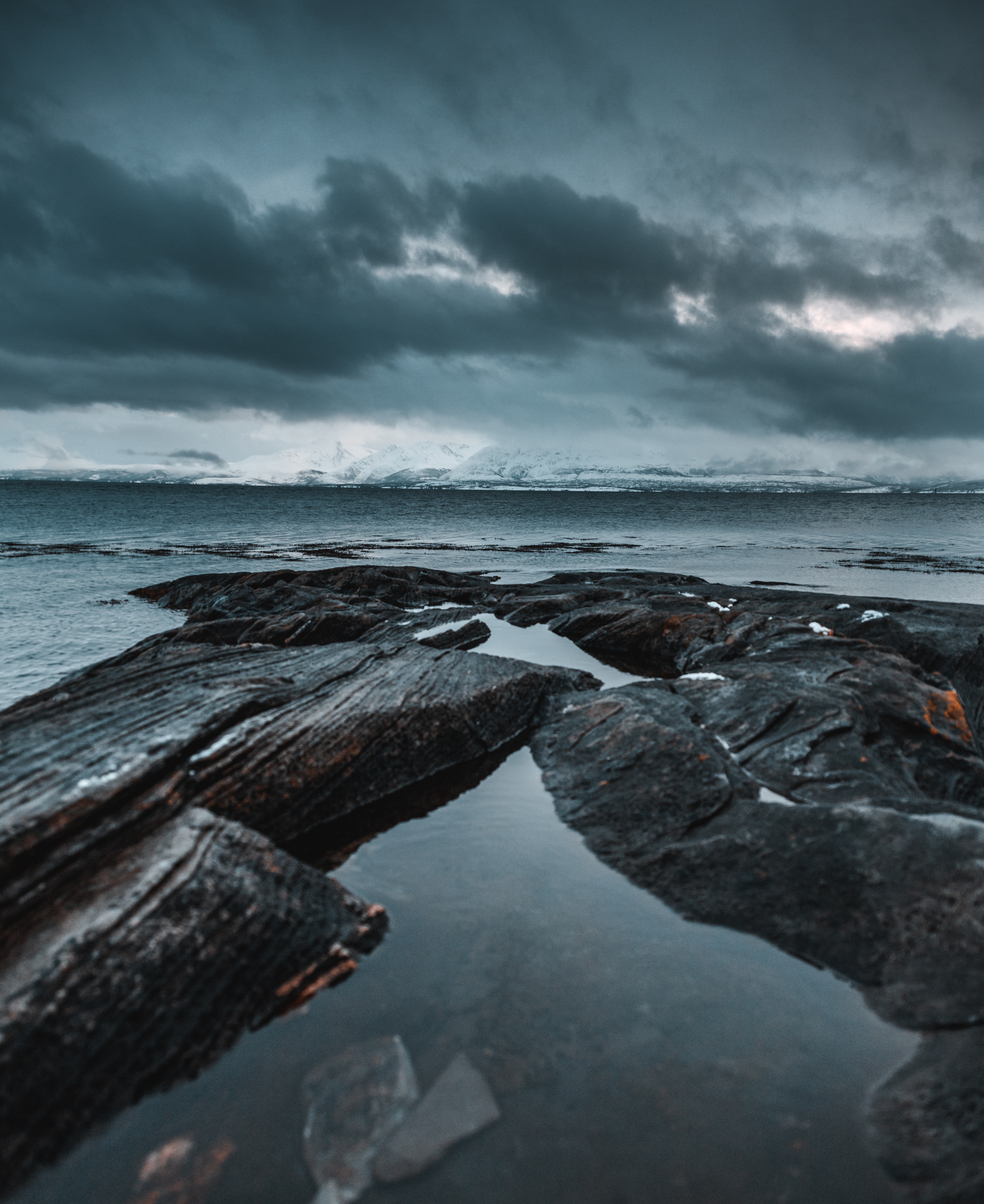 Cloudy Coastline Ocean Horizon Wallpapers