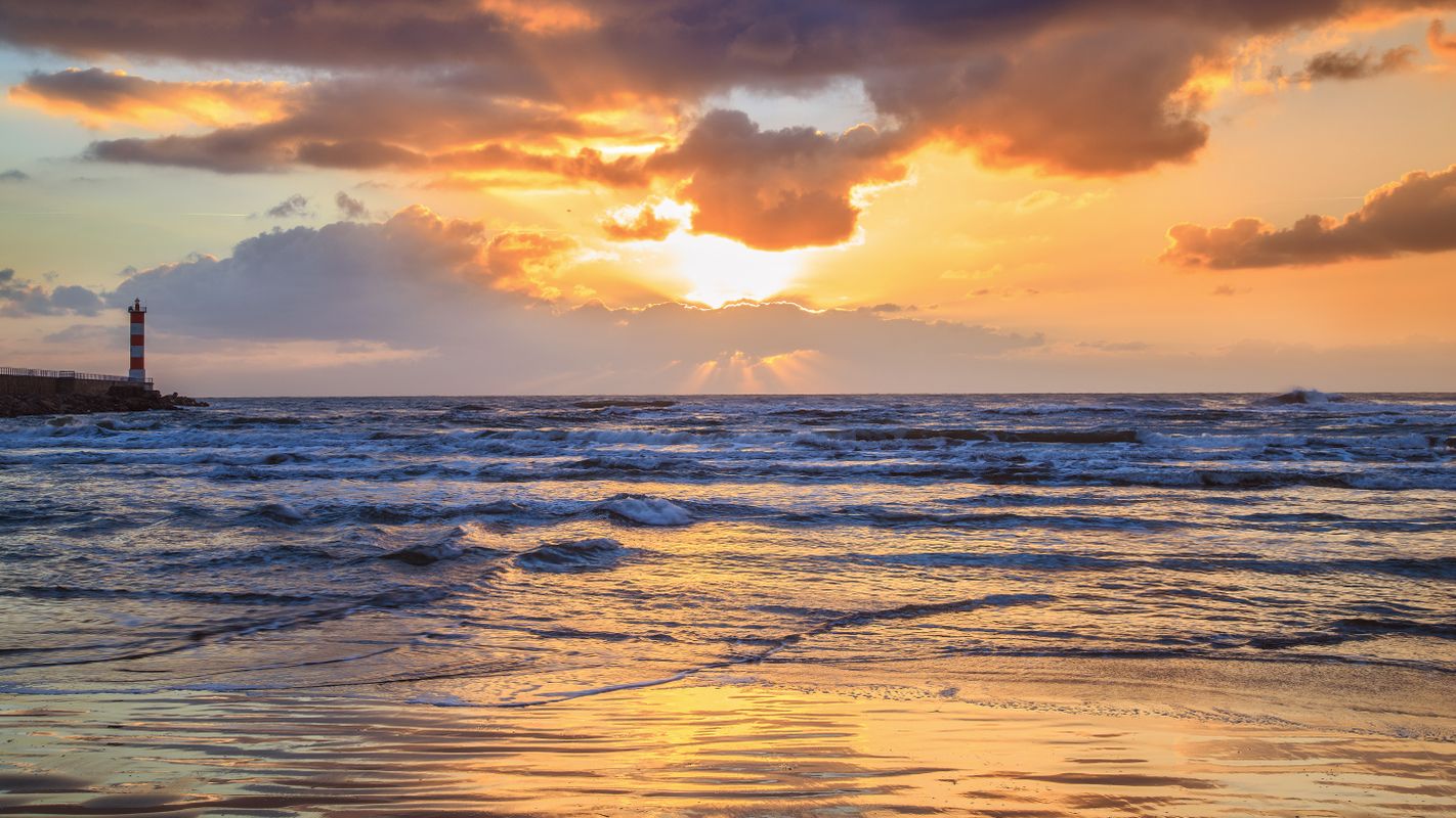 Cloudy Coastline Ocean Horizon Wallpapers