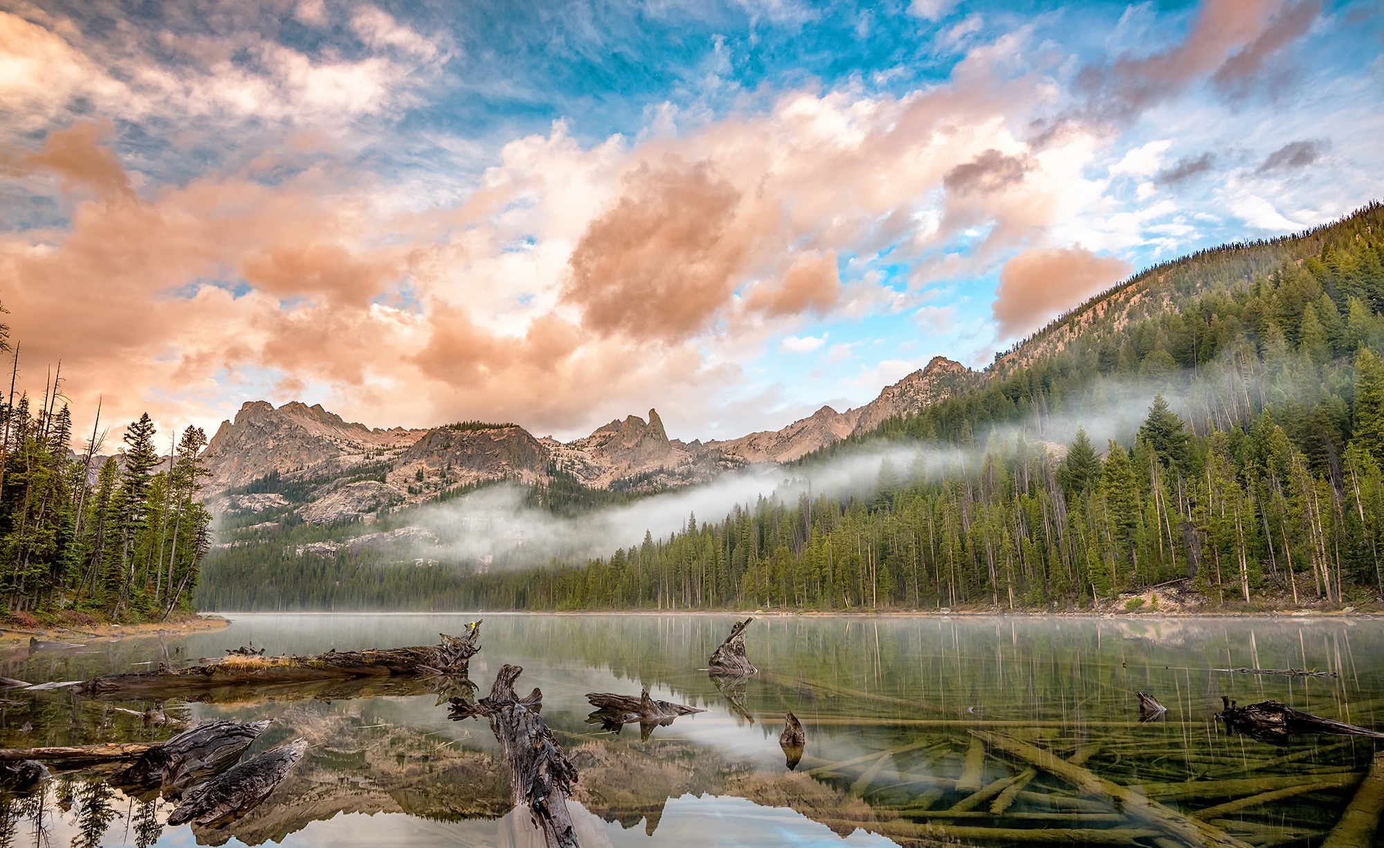 Cloudy Forest Mountains And Lake Wallpapers