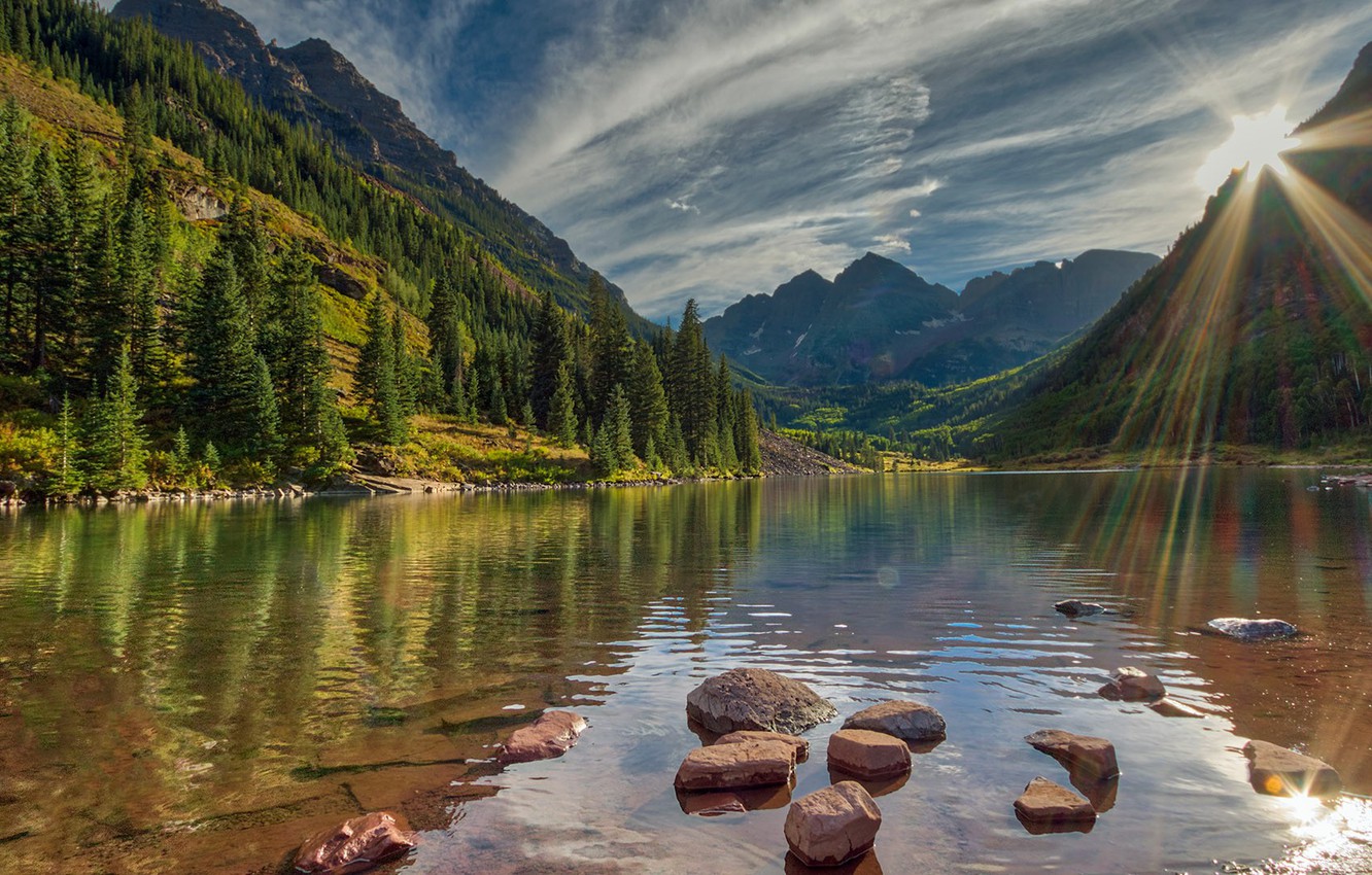 Cloudy Forest Mountains And Lake Wallpapers