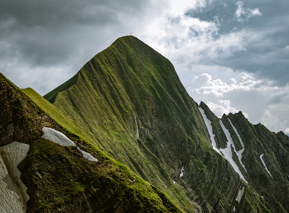 Cloudy Green Mountain Peak Wallpapers