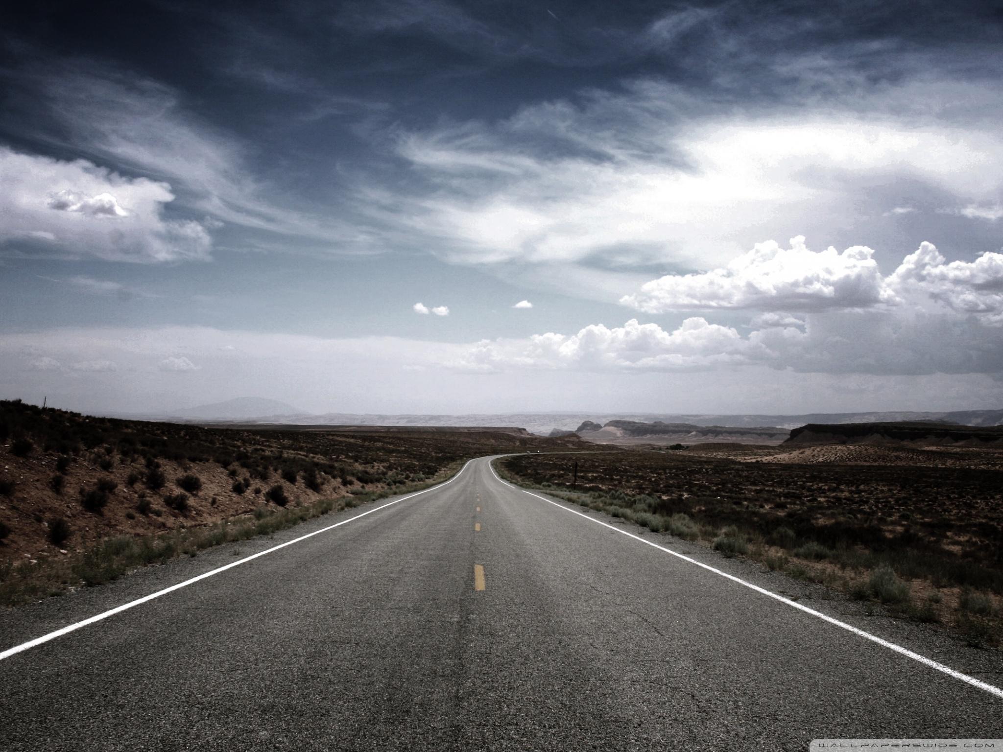 Cloudy Lonely Road Wallpapers