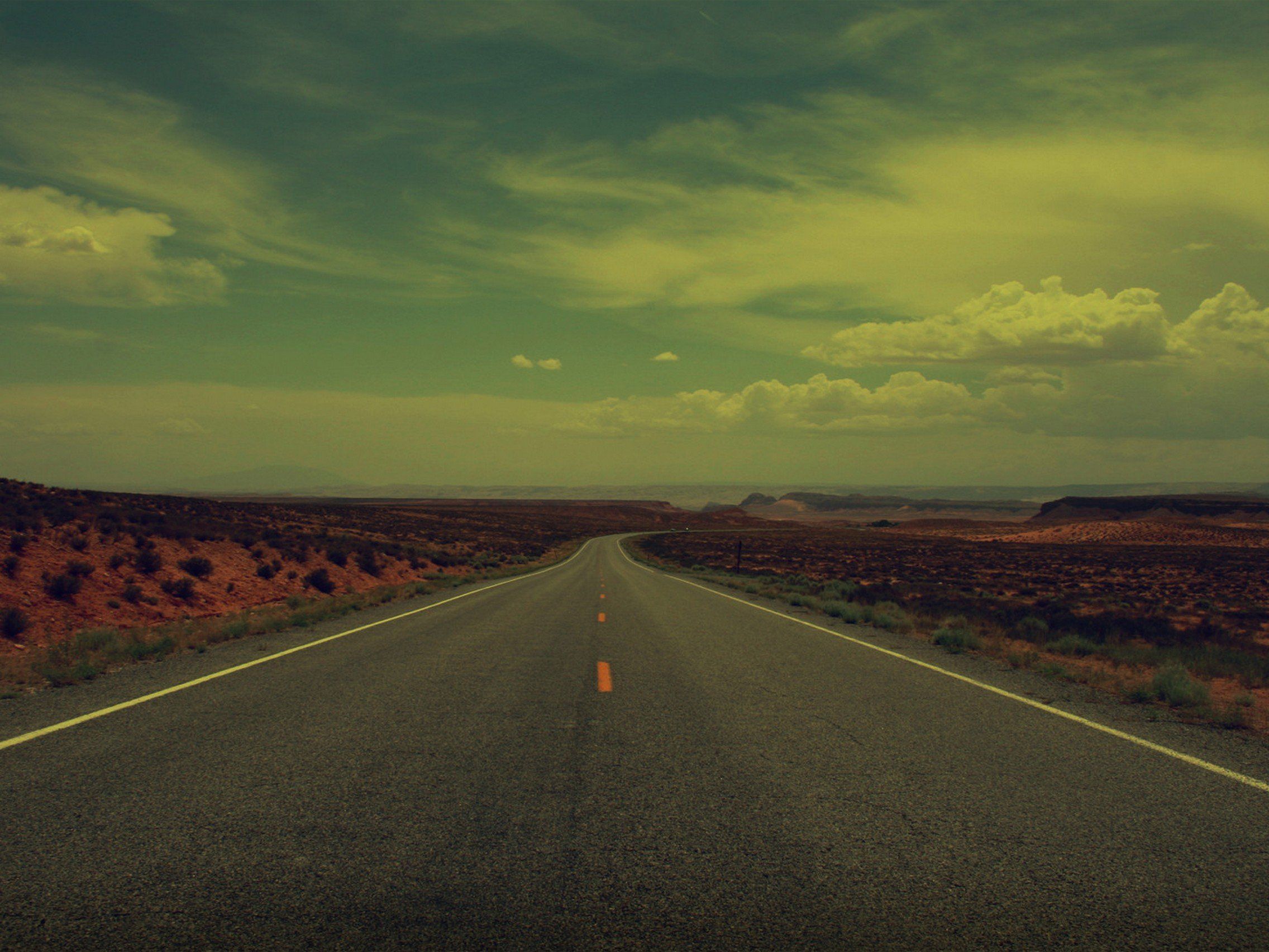 Cloudy Lonely Road Wallpapers