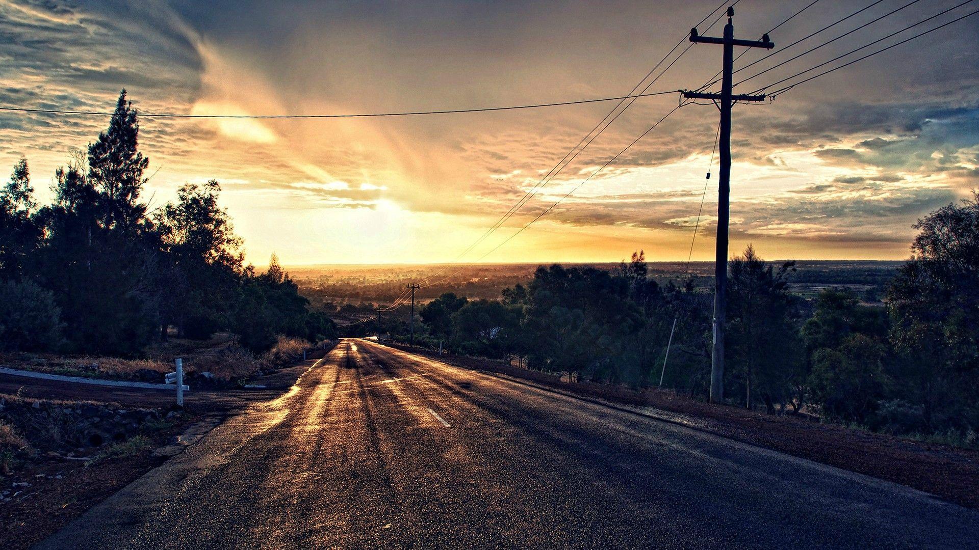 Cloudy Lonely Road Wallpapers