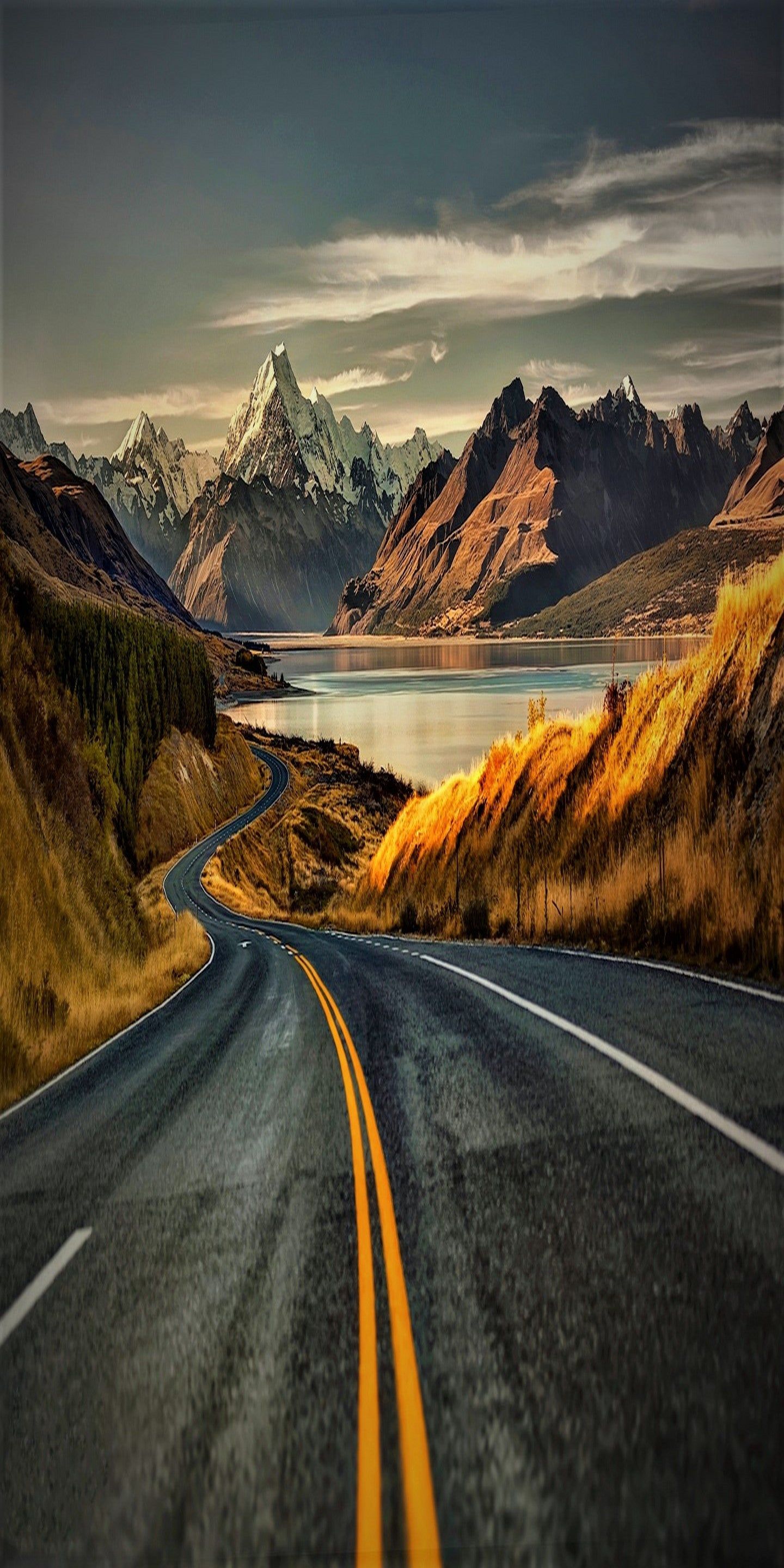 Cloudy Lonely Road Wallpapers
