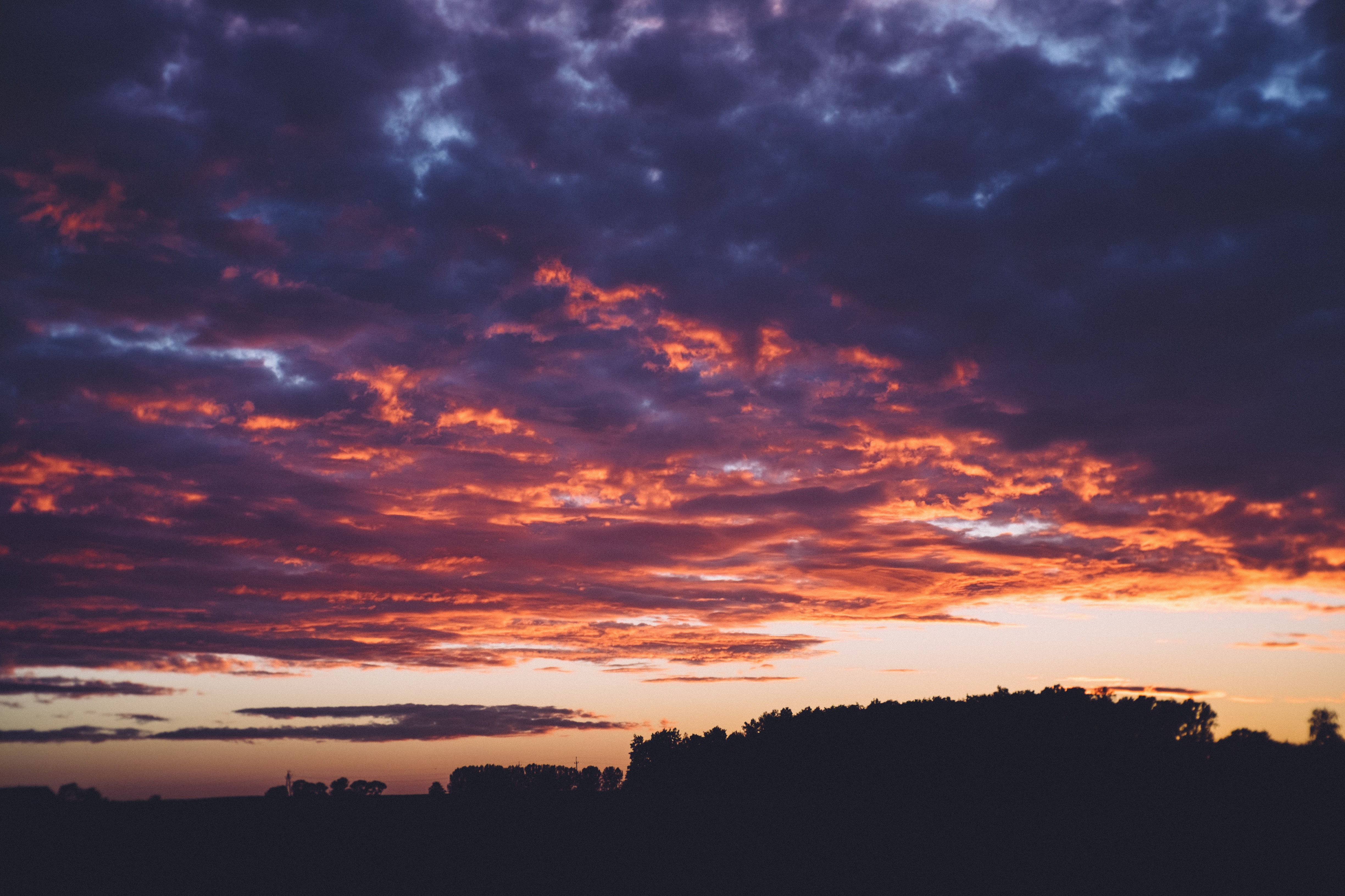 Cloudy Sunset And Trees Wallpapers