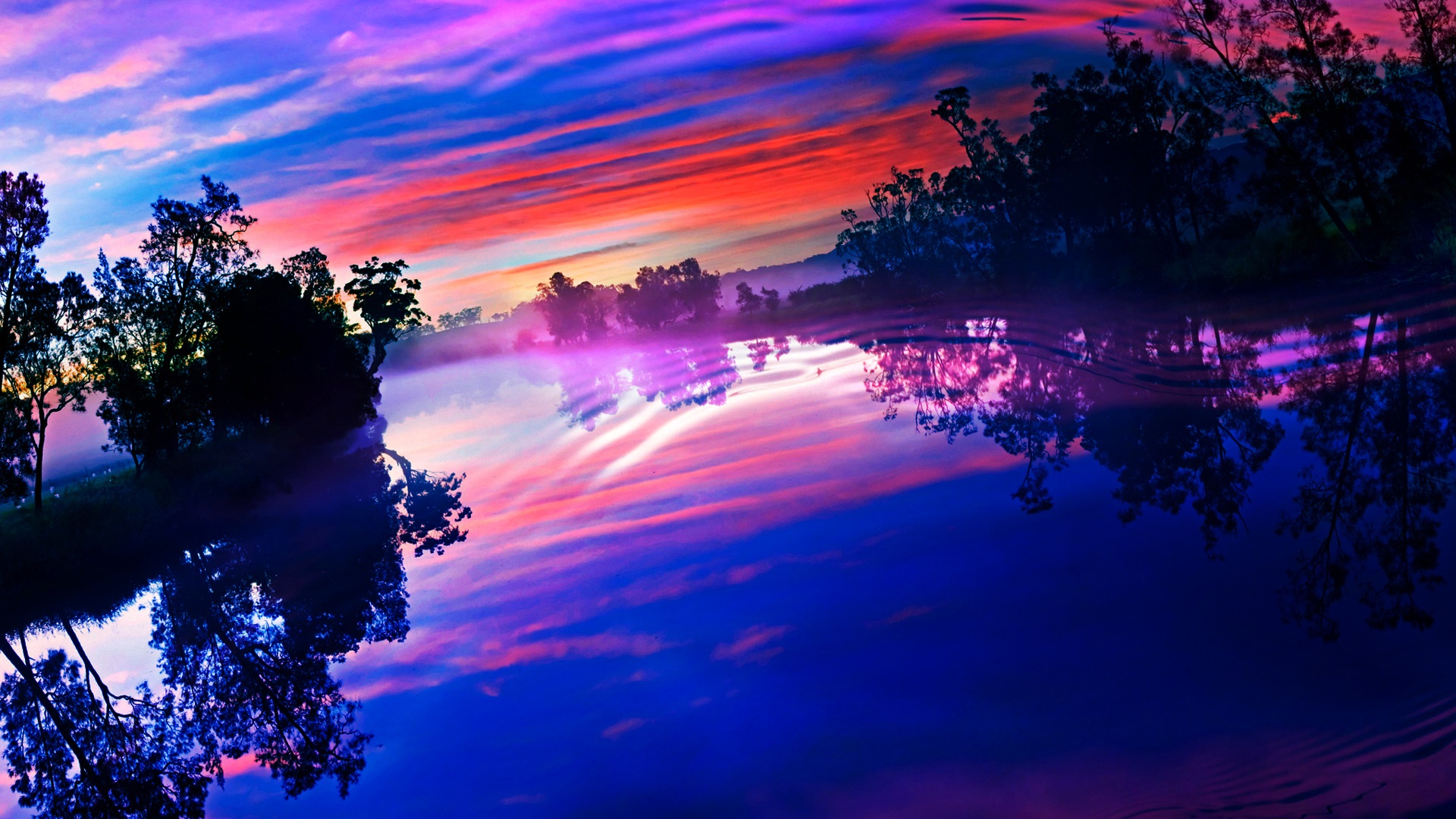 Colorful Lake And Sunset Wallpapers