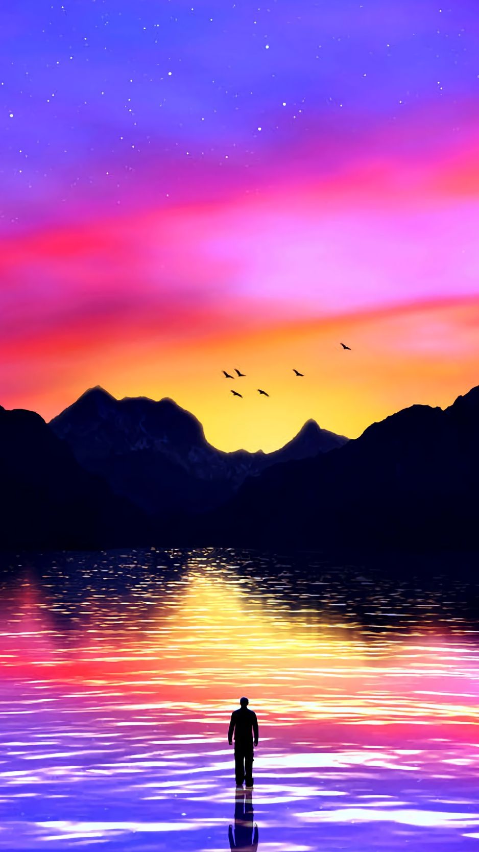 Colorful Lake And Sunset Wallpapers