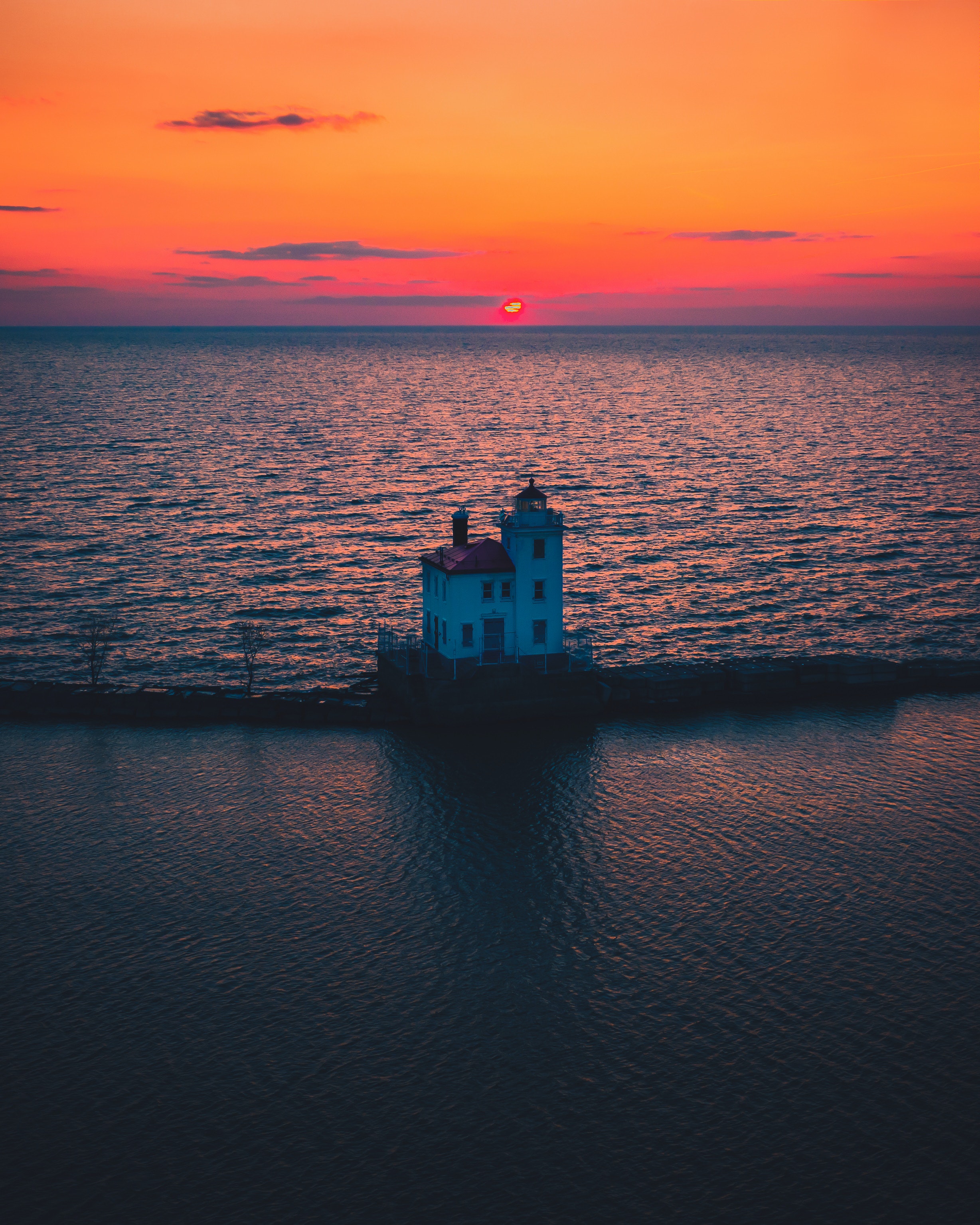 Colorful Sky Near Lighthouse Wallpapers