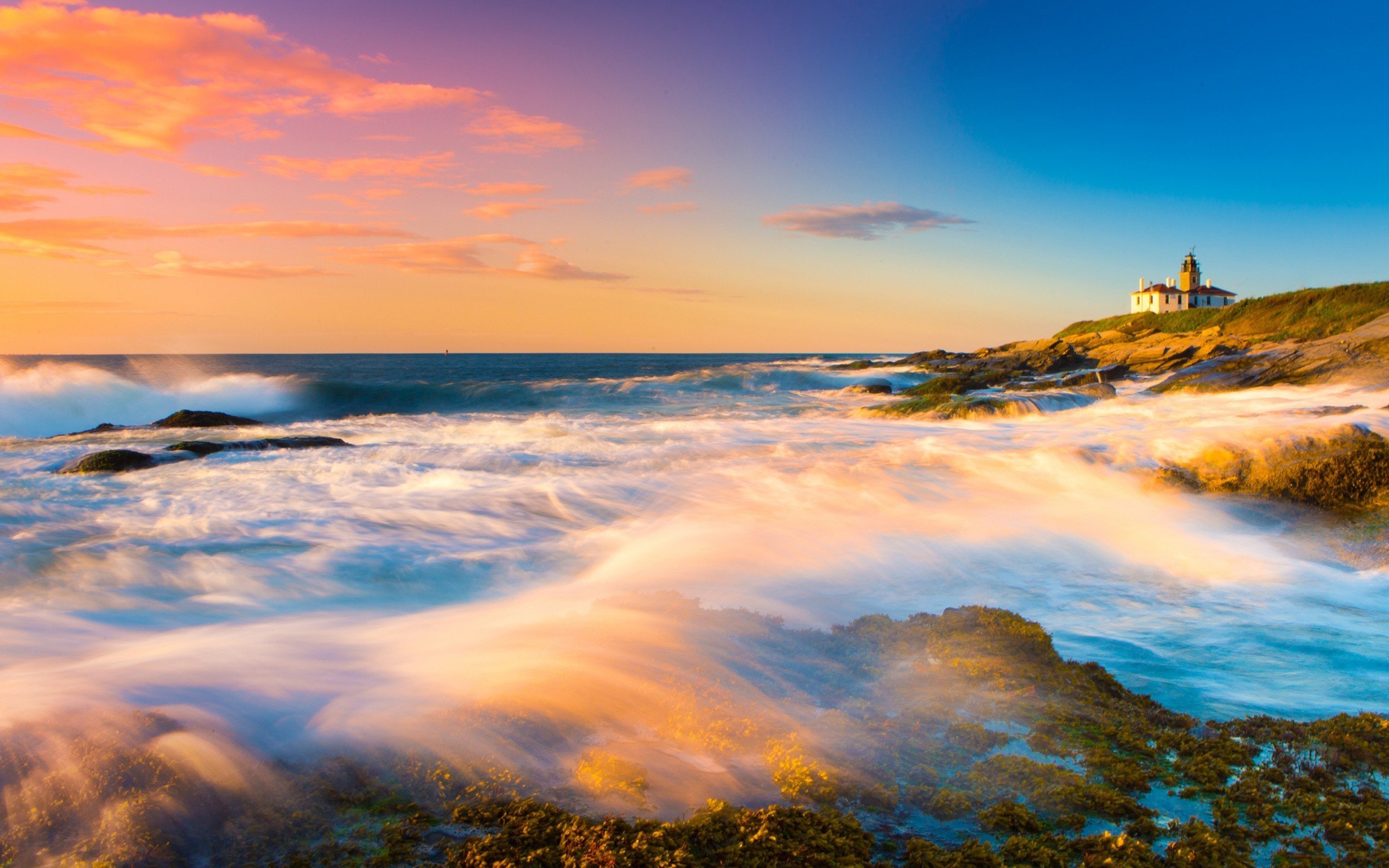 Colorful Sky Sea And Lighthouse Wallpapers