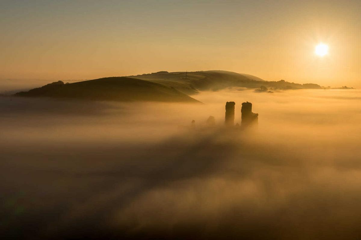 Corfe Castle Fog Day Wallpapers