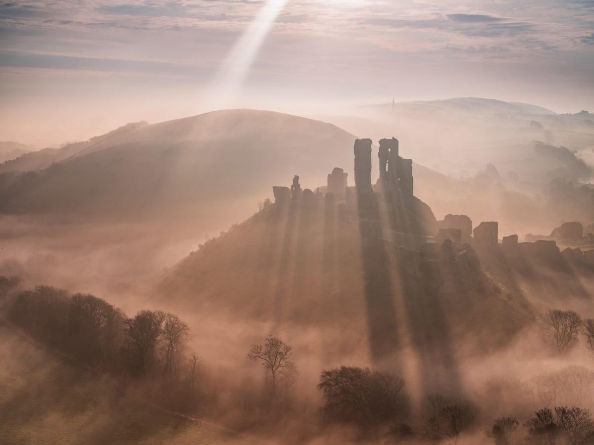 Corfe Castle Fog Day Wallpapers