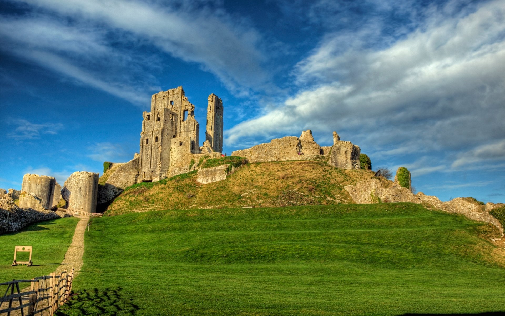 Corfe Castle Fog Day Wallpapers