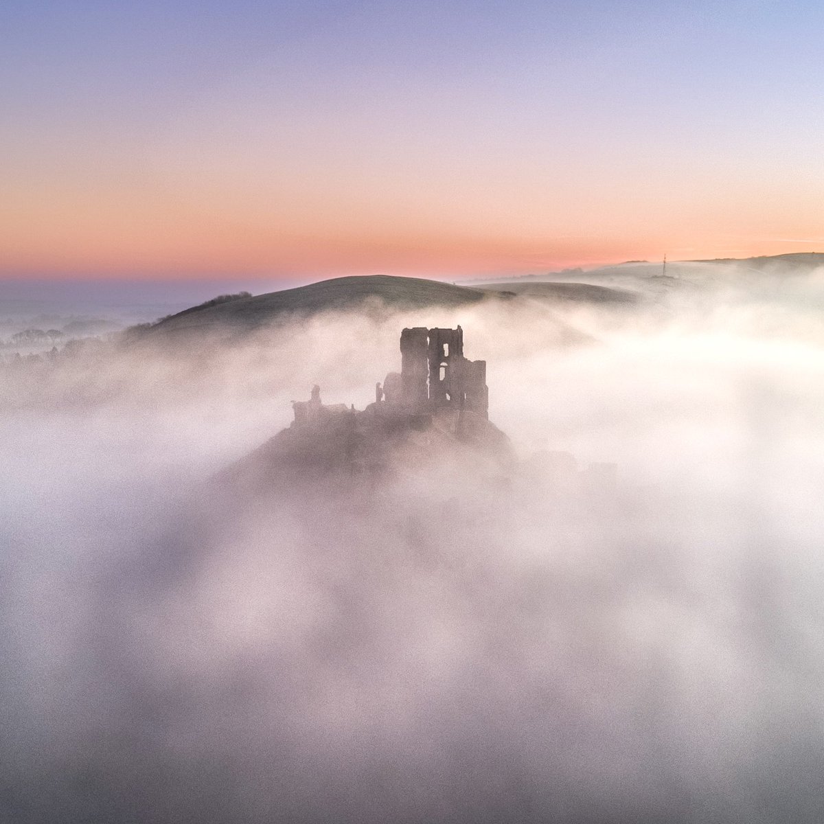 Corfe Castle Fog Day Wallpapers