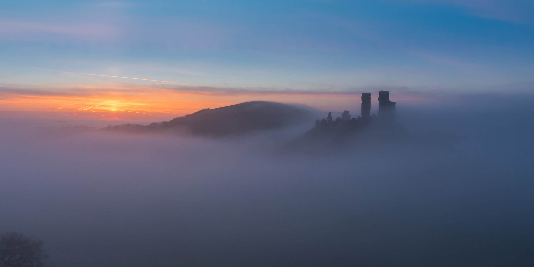 Corfe Castle Fog Day Wallpapers